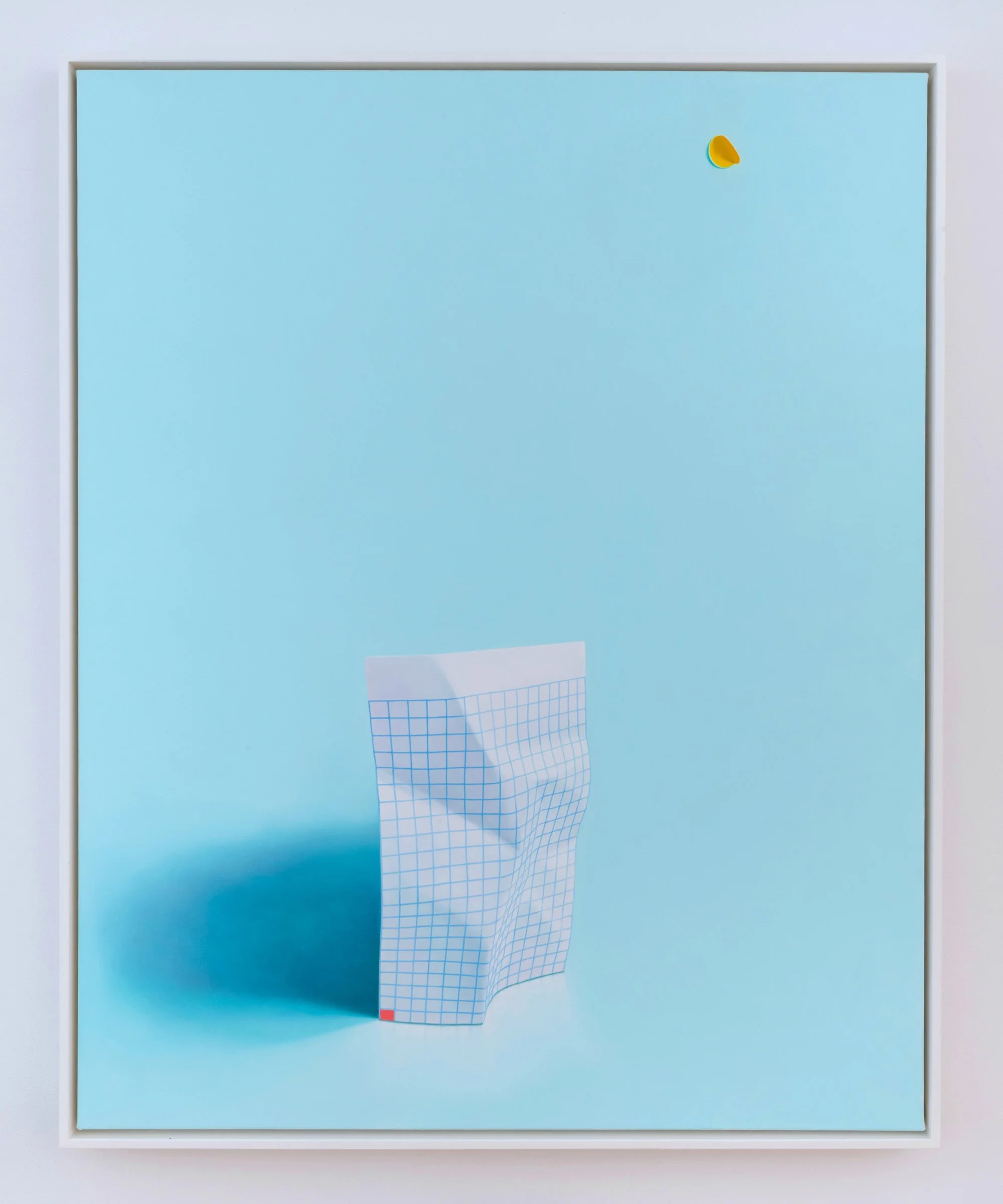   Jake Kean Mayman,  Coordinate Paper (Primary Scatter Plot, Off Grid Yellow) , 2022, Oil on linen, 41 1/4 x 33 1/4 inches. Photo credit: Josh Schaedel.  