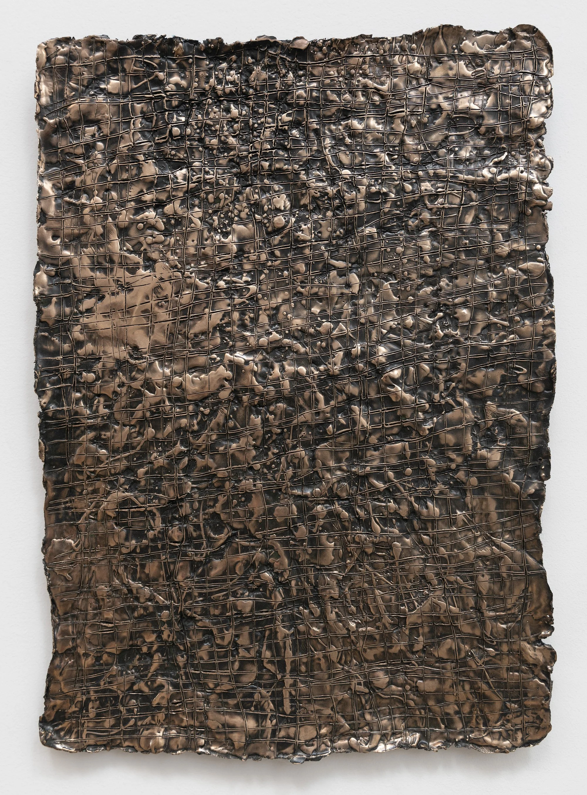 Julia Haft-Candell,  Hard/Soft Drawing: Grid , 2022, Bronze, 31 5/8 x 22 1/2x 2 inches. Photo credit: Mason Kuehler.