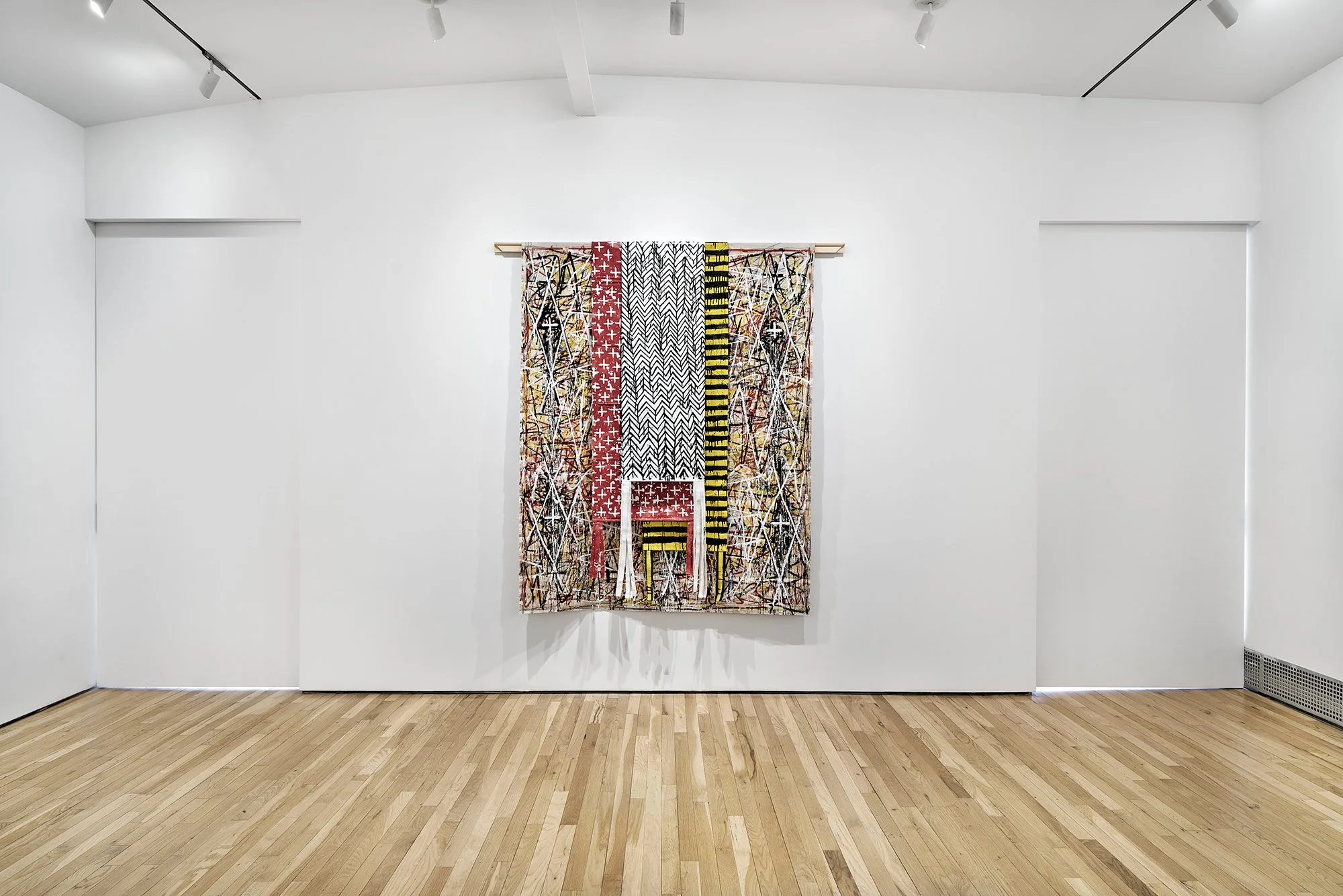   Patrick Dean Hubbell,  As The Day Ends, And The Sun Sets, Your Warmth Carries Us Forward,  2023, Oil, acrylic, enamel, charcoal, oIl pastel on canvas, wood stretcher bar, 78 x 72 inches. Photo credit: Kunning Huang.  