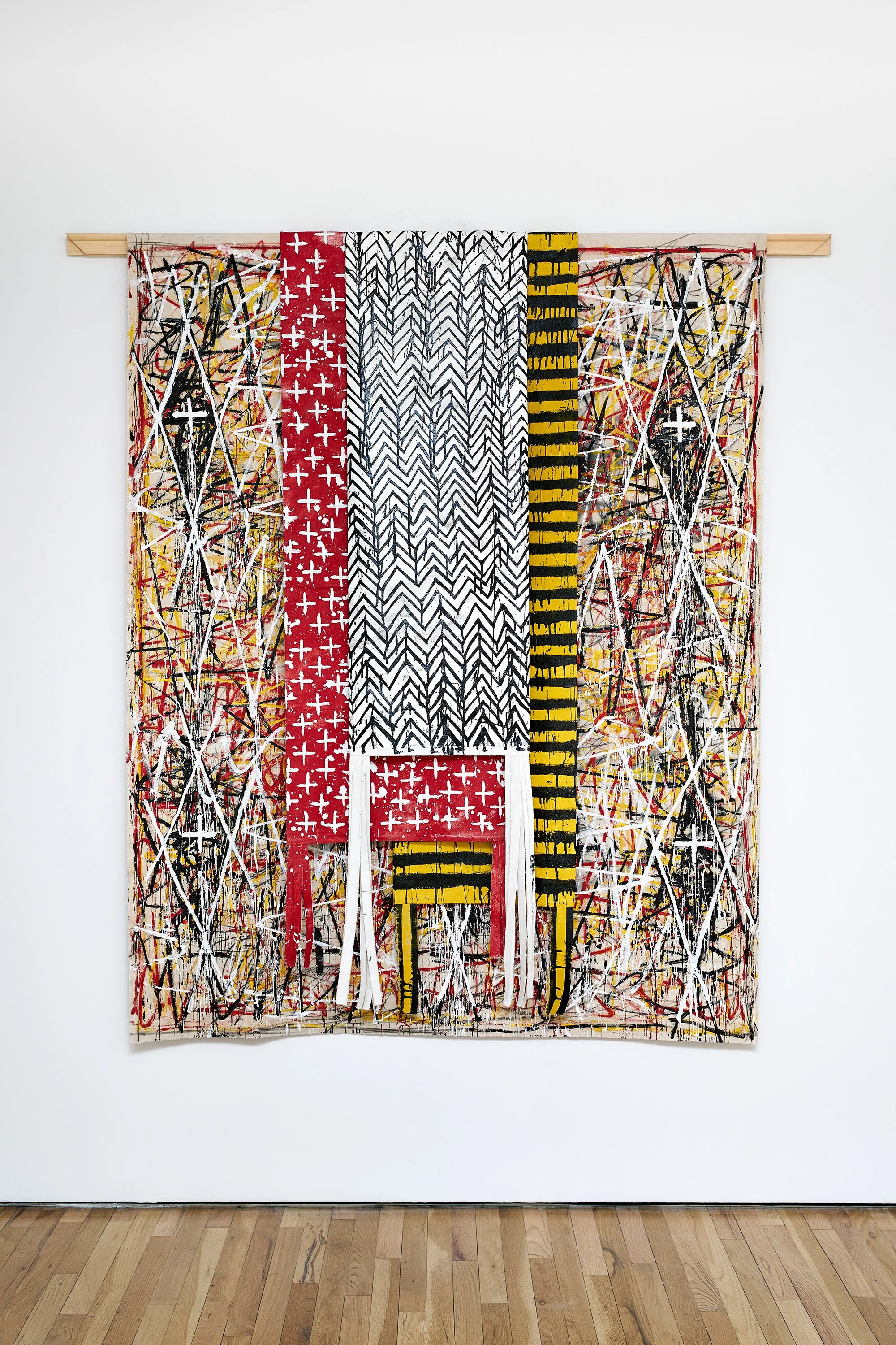   Patrick Dean Hubbell,  As The Day Ends, And The Sun Sets, Your Warmth Carries Us Forward , 2023, Oil, acrylic, enamel, charcoal, oIl pastel on canvas, wood stretcher bar, 78 x 72 inches. Photo credit: Kunning Huang.  