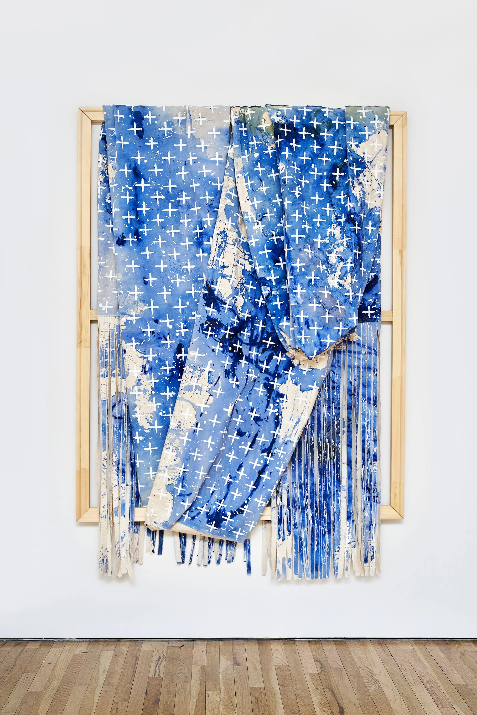   Patrick Dean Hubbell,  You Embrace Me With The Blessings Of Every New Day , 2023, Acrylic dispersion, enamel, sewing on canvas, 72 x 48 inches. Photo credit: Kunning Huang.  