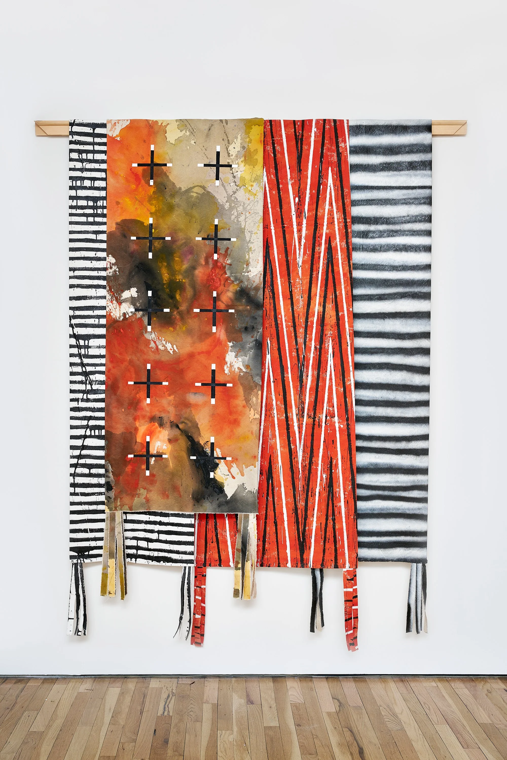   Patrick Dean Hubbell,  As The Sun Sets, Your Light and Warmth Embrace Me , 2023, Oil, acrylic, enamel, spray paint, acrylic dispersion on canvas, wood stretcher bar 76 x 60 inches. Photo credit: Kunning Huang.  