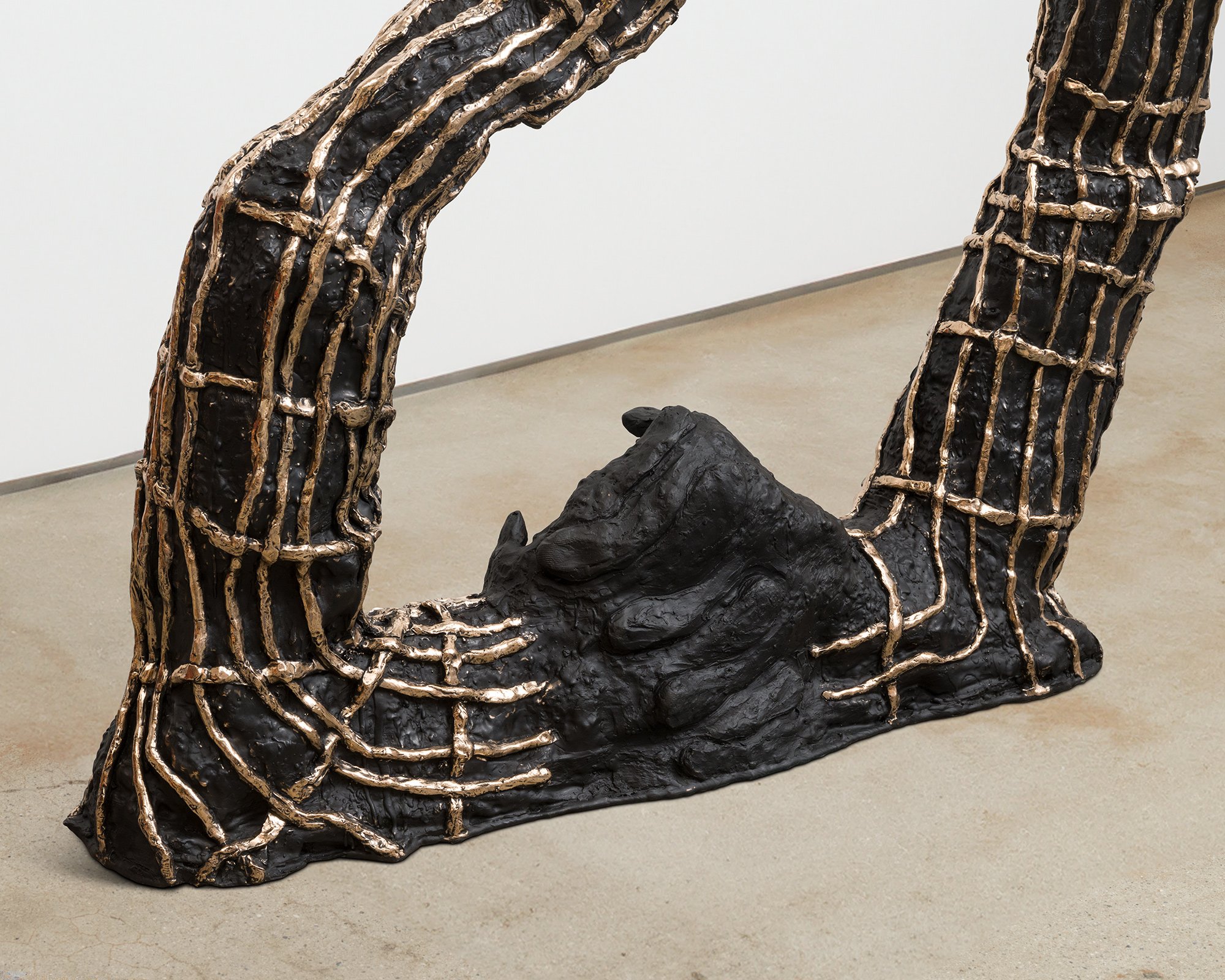 Julia Haft-Candell, Interlocking Torus With Weaving Emerging From Nothing/Everything , 2025 (detail), Bronze, 61 x 41 x 12 inches. Photo credit: Ed Mumford.