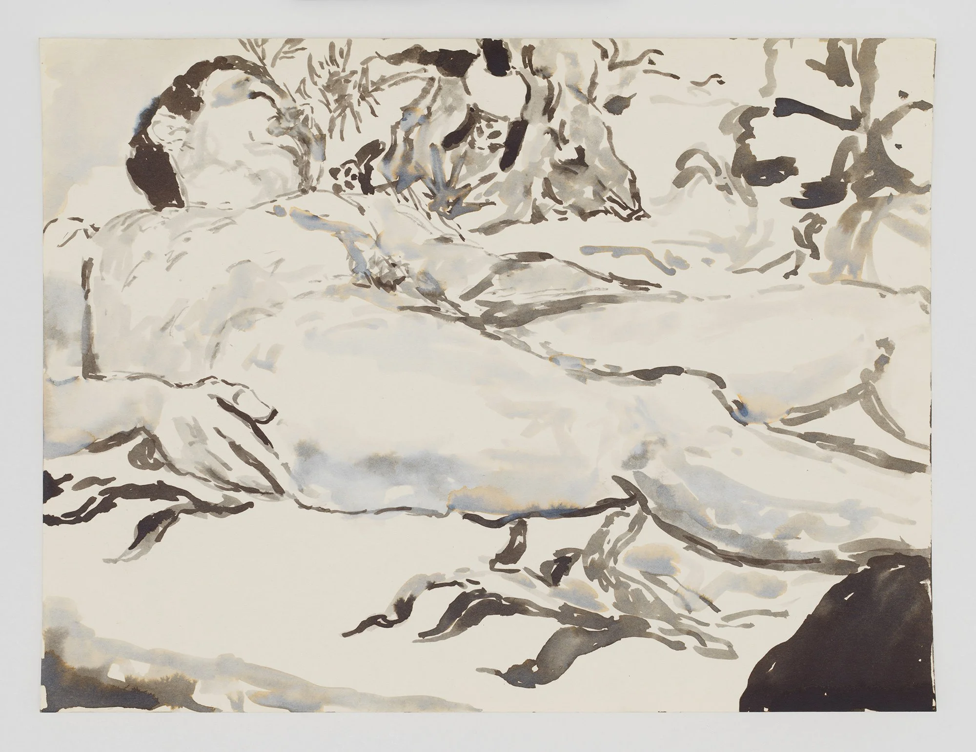 Miguel Ferrando, Untitled (Reclining Male: Todd Evan) , 1995, Watercolor on paper, 9 3/4 x 12 1/2 inches. Photo credit: Christopher Burke Studios.