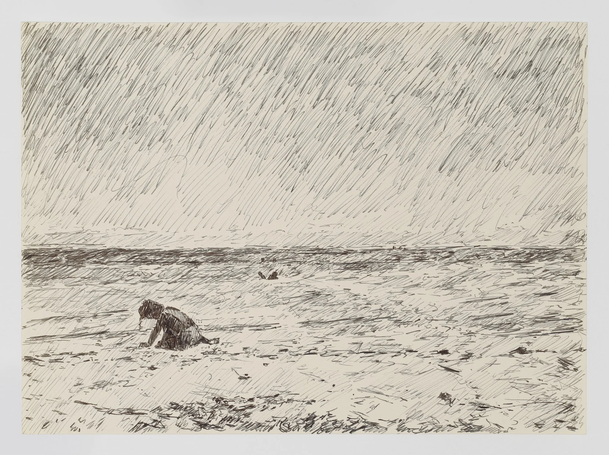 Miguel Ferrando, Untitled (Child Playing, Couple in Water) , ca. 1985–1994, Ink on paper, 9 3/8 x 12 7/8 inches. Photo credit: Christopher Burke Studios.