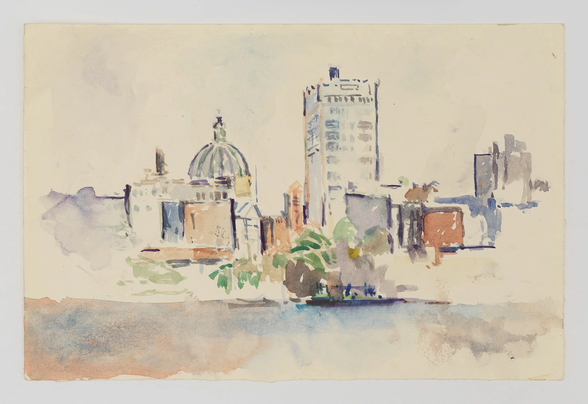 Miguel Ferrando, Untitled (Florence) , ca. 1991–1993, Watercolor on paper, 6 1/4 x 9 3/8 inches. Photo credit: Christopher Burke Studios.