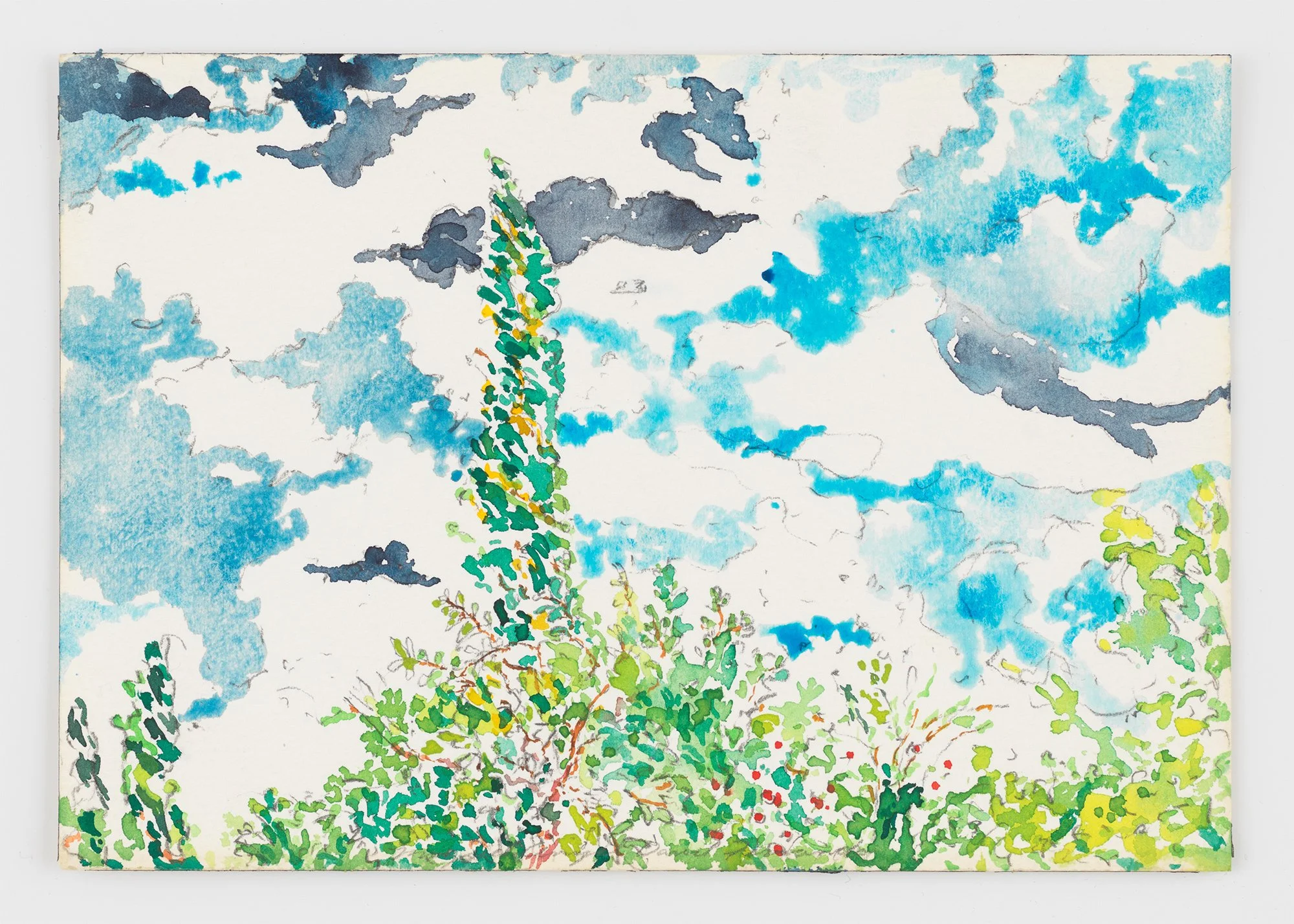 Miguel Ferrando, Untitled (Tree With Clouds) , ca. 1980–1995, Watercolor on paper, 7 x 10 inches. Photo credit: Matt Grubb.