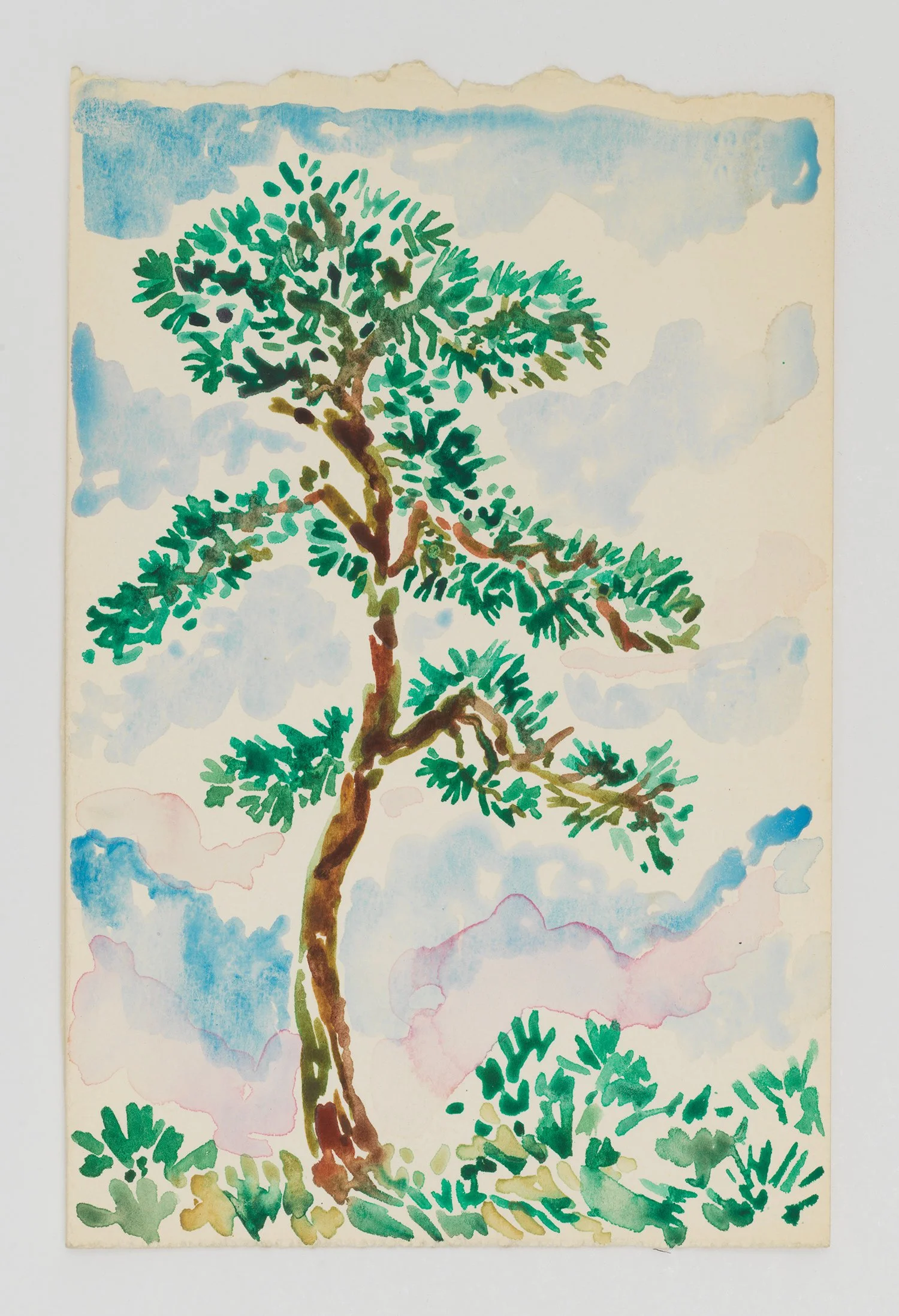 Miguel Ferrando, Untitled (Tree) , ca. 1980–1995, Watercolor on paper, 7 1/2 x 4 3/4 inches. Photo credit: Christopher Burke Studios.