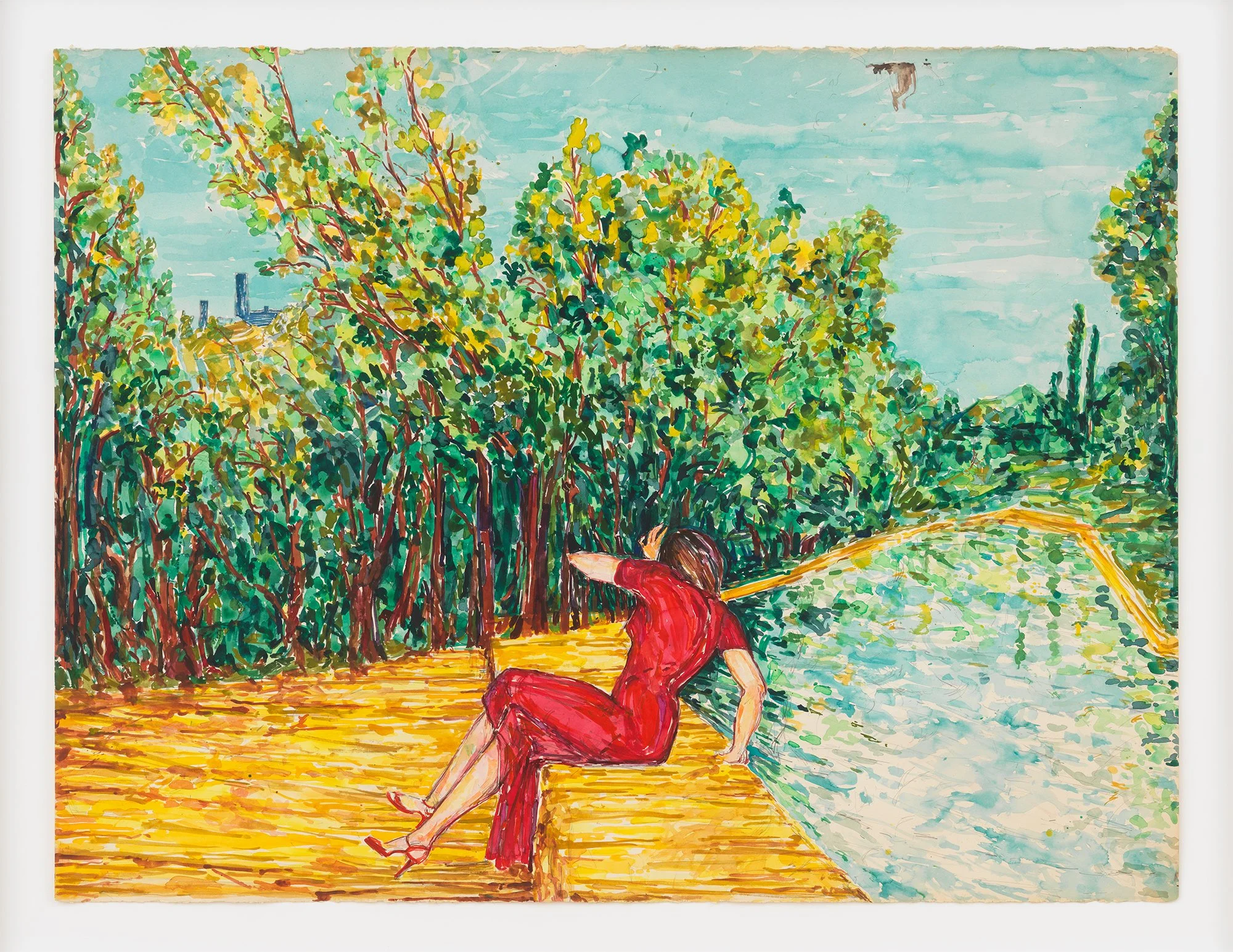 Miguel Ferrando, Untitled (A Moment in Time) , ca. 1990–1991, Watercolor and gouache on paper, 38 x 50 inches. Photo credit: Matt Grubb.
