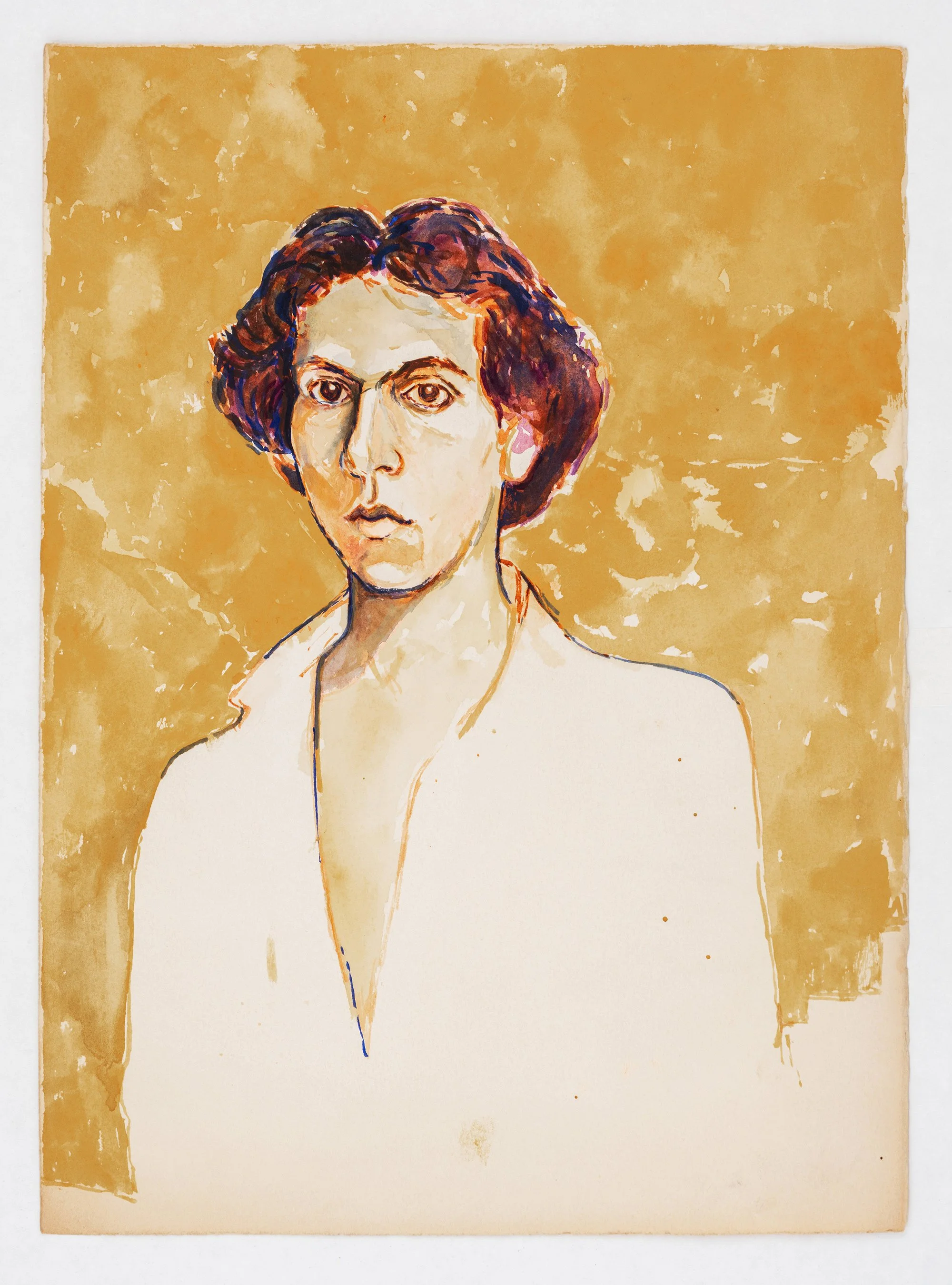 Miguel Ferrando, Untitled (Self-Portrait in White Shirt), 1978, Watercolor on paper, 15 x 11 inches. Photo credit: Adam Reich.