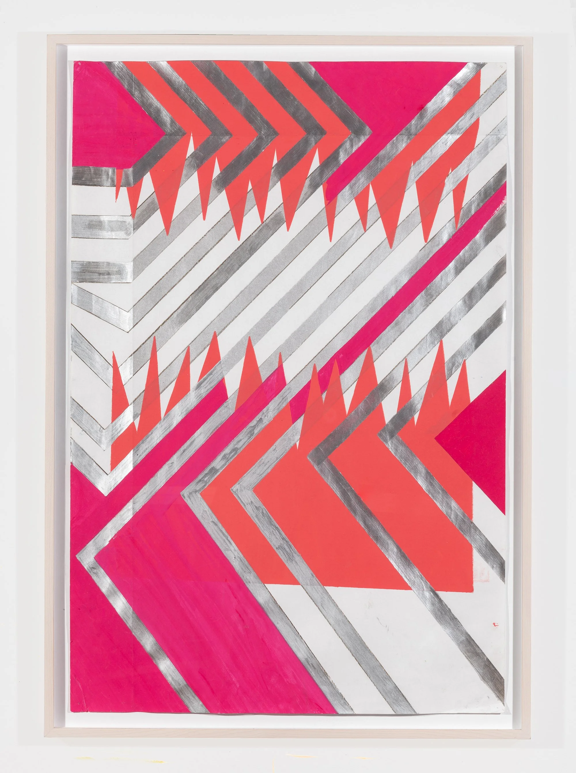   Liz Collins,  Sawtooth , 2014/2018, Screen print pigment, paint marker, gouache on paper, 26 1/2 x 38 3/8 inches.  
