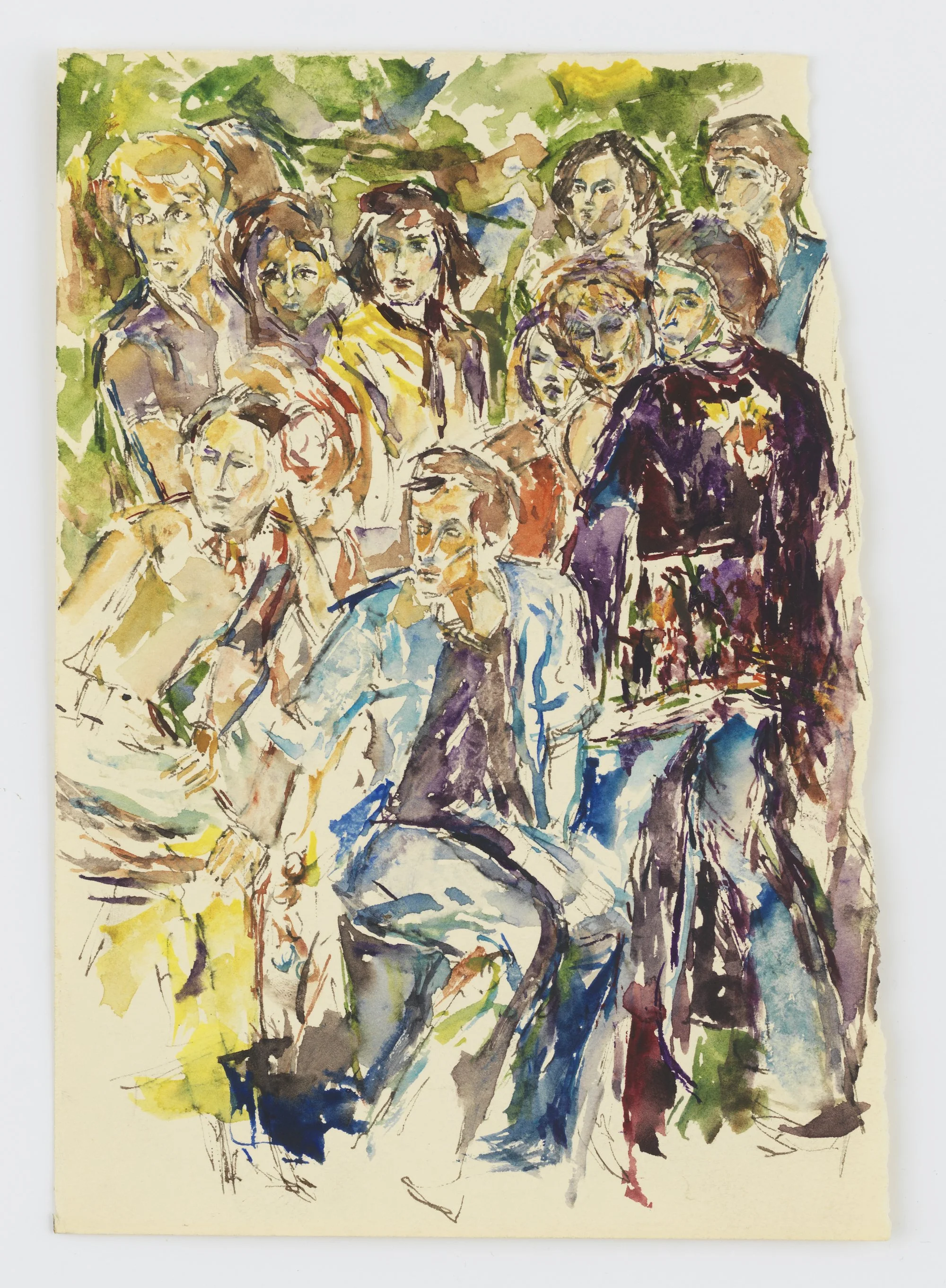   Miguel Ferrando,  Untitled (Friends) , ca. 1980–1995, Watercolor on paper, 9 x 6 3/8 inches. Photo credit: Matt Grubb.  