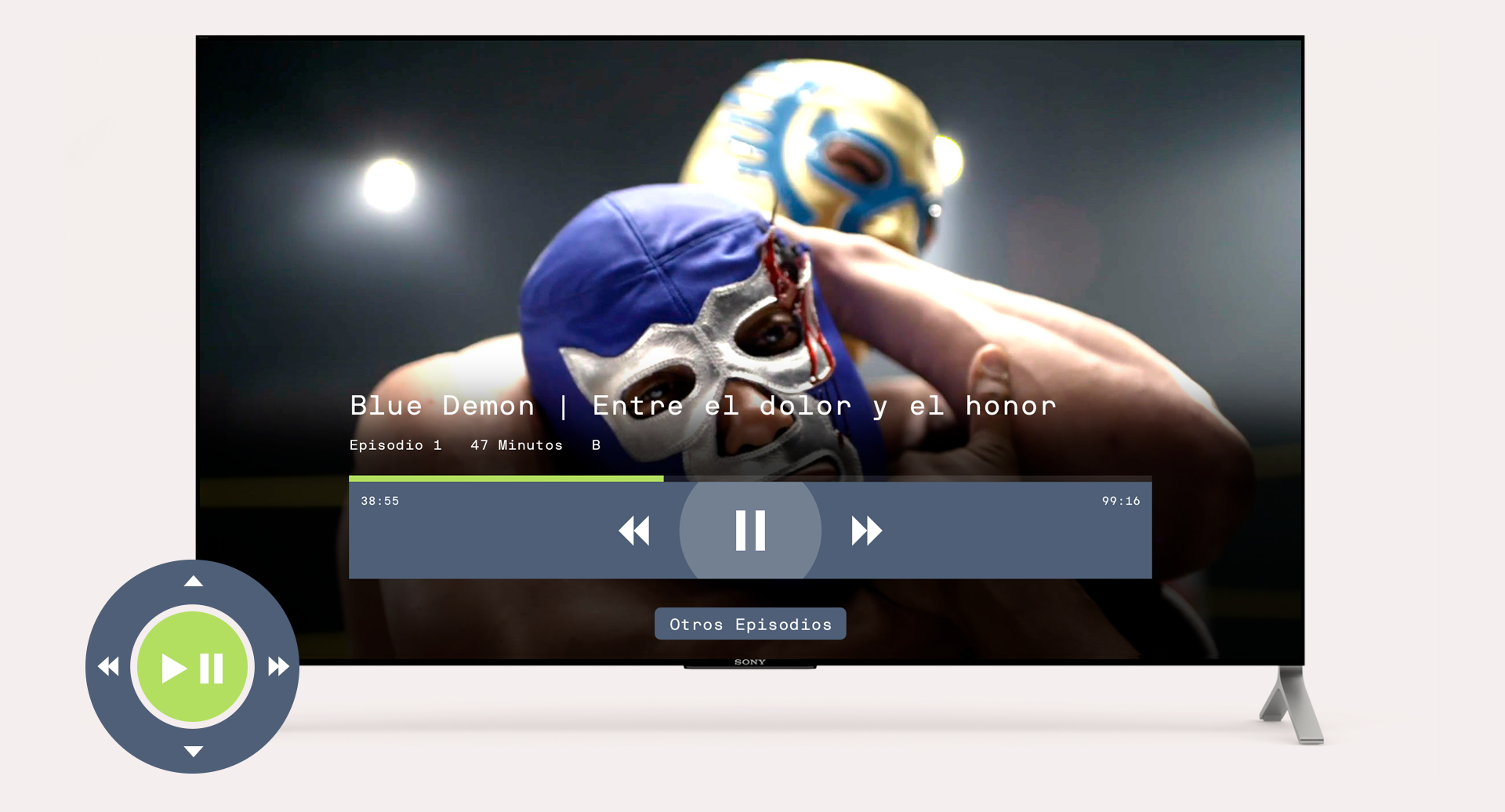 Controller navigation for playback. Controls are mapped so that in this view fast forwarding, rewinding and option selection are done by the D-Pad.