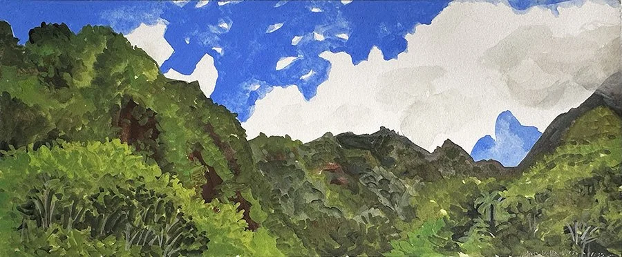 ʻIao Valley, Maui (gouache by Kate T. Williamson)