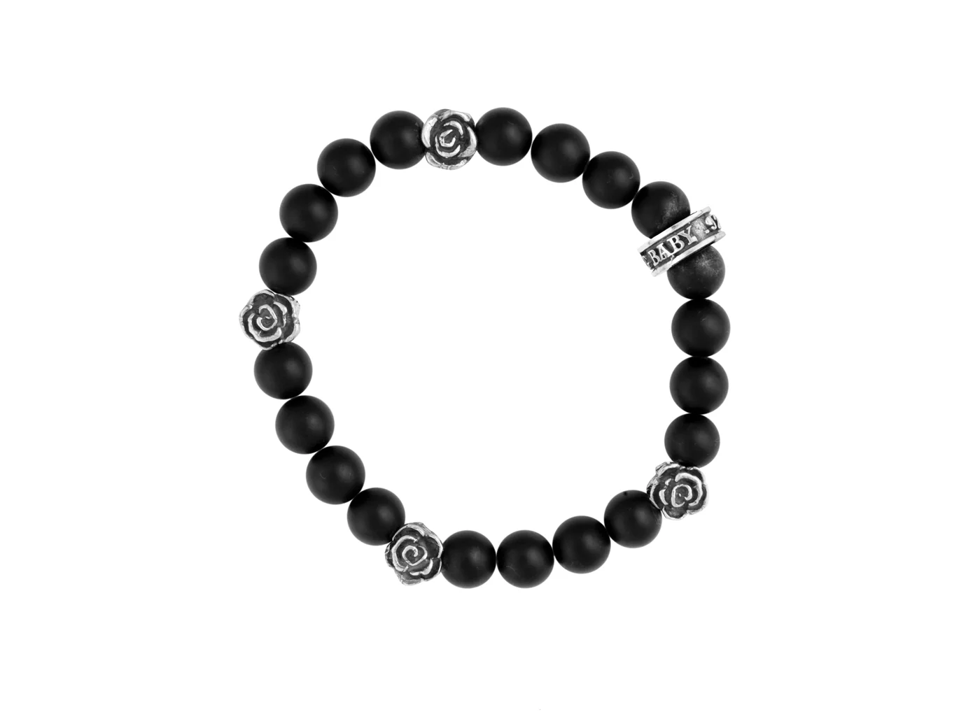 Onyx bead bracelet w/ 4 roses