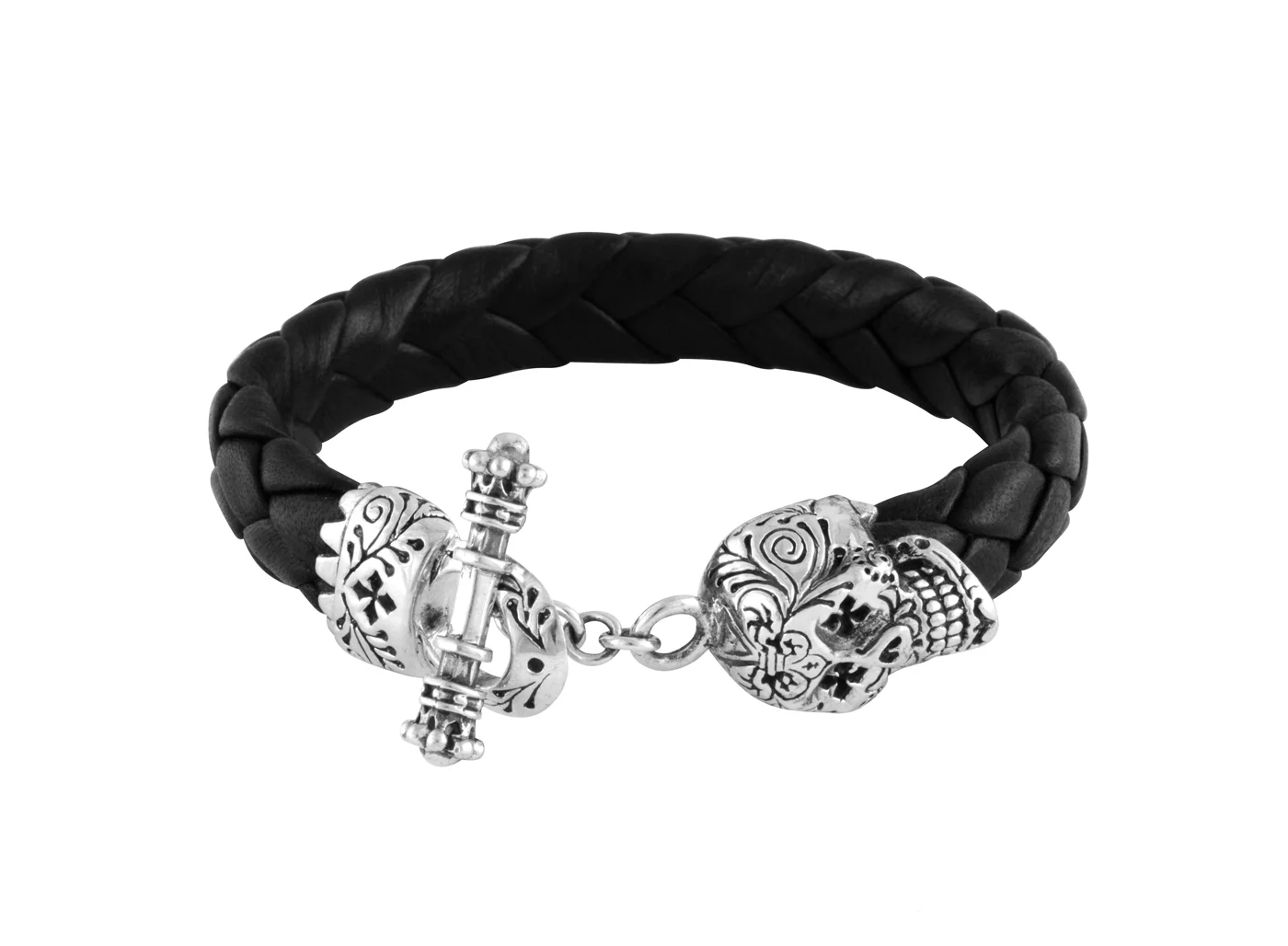 Leather bracelet w/ small DOTD skull clasp