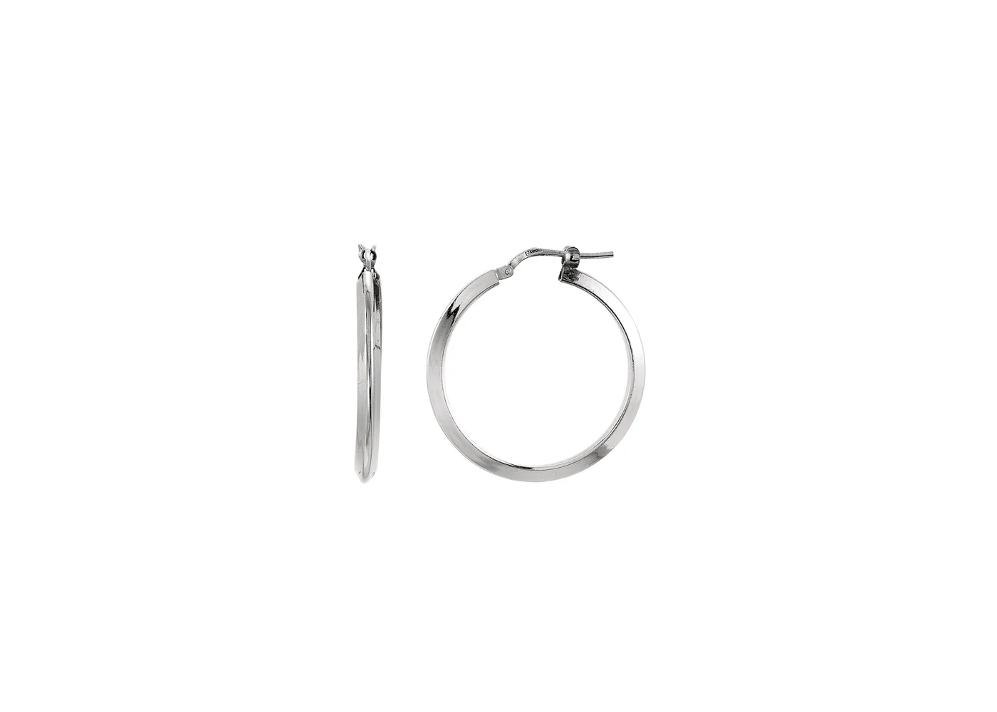 Knife edge tube hoop earrings, 24mm
