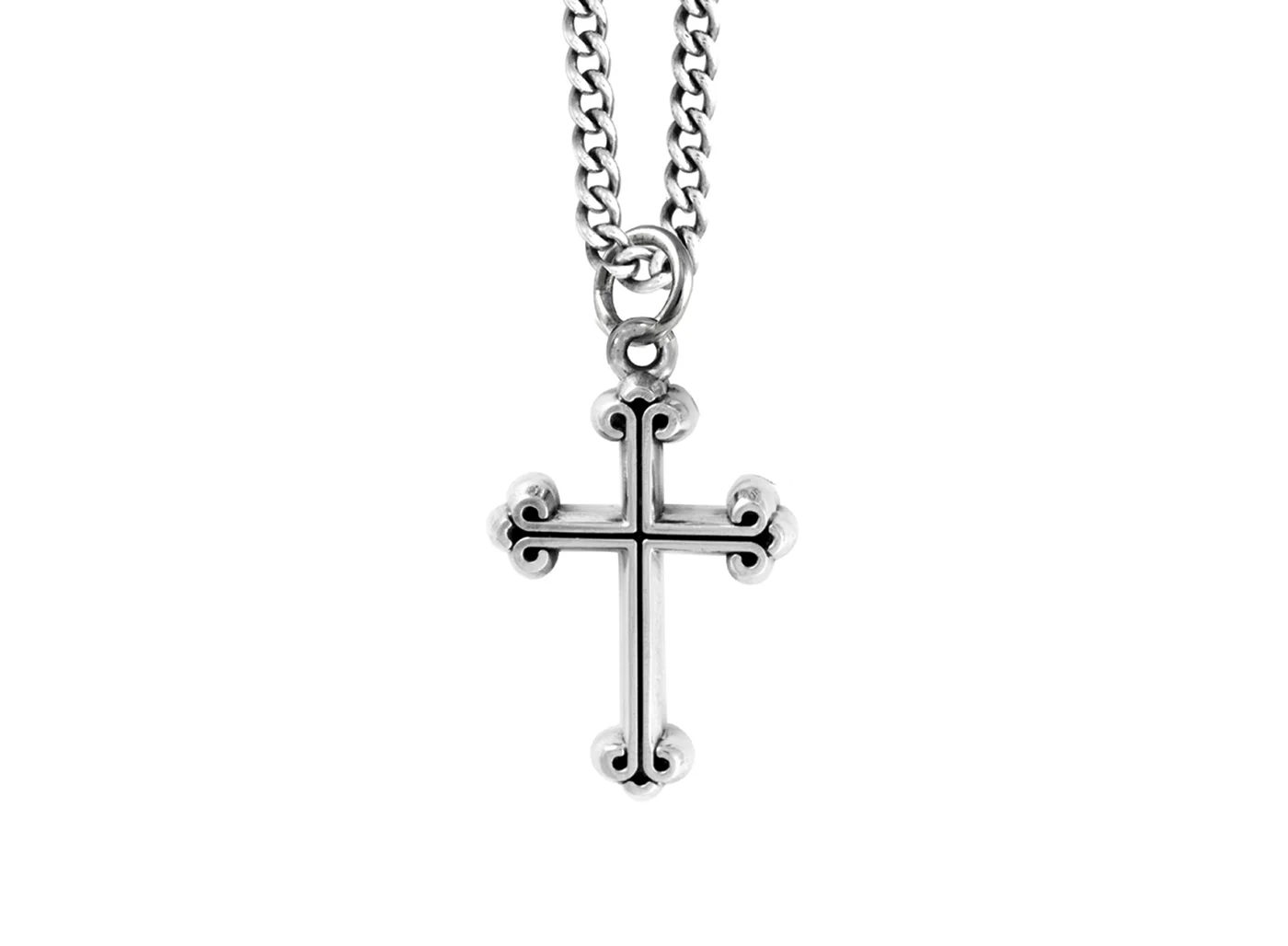 Extra small traditional cross pendant, 24" chain