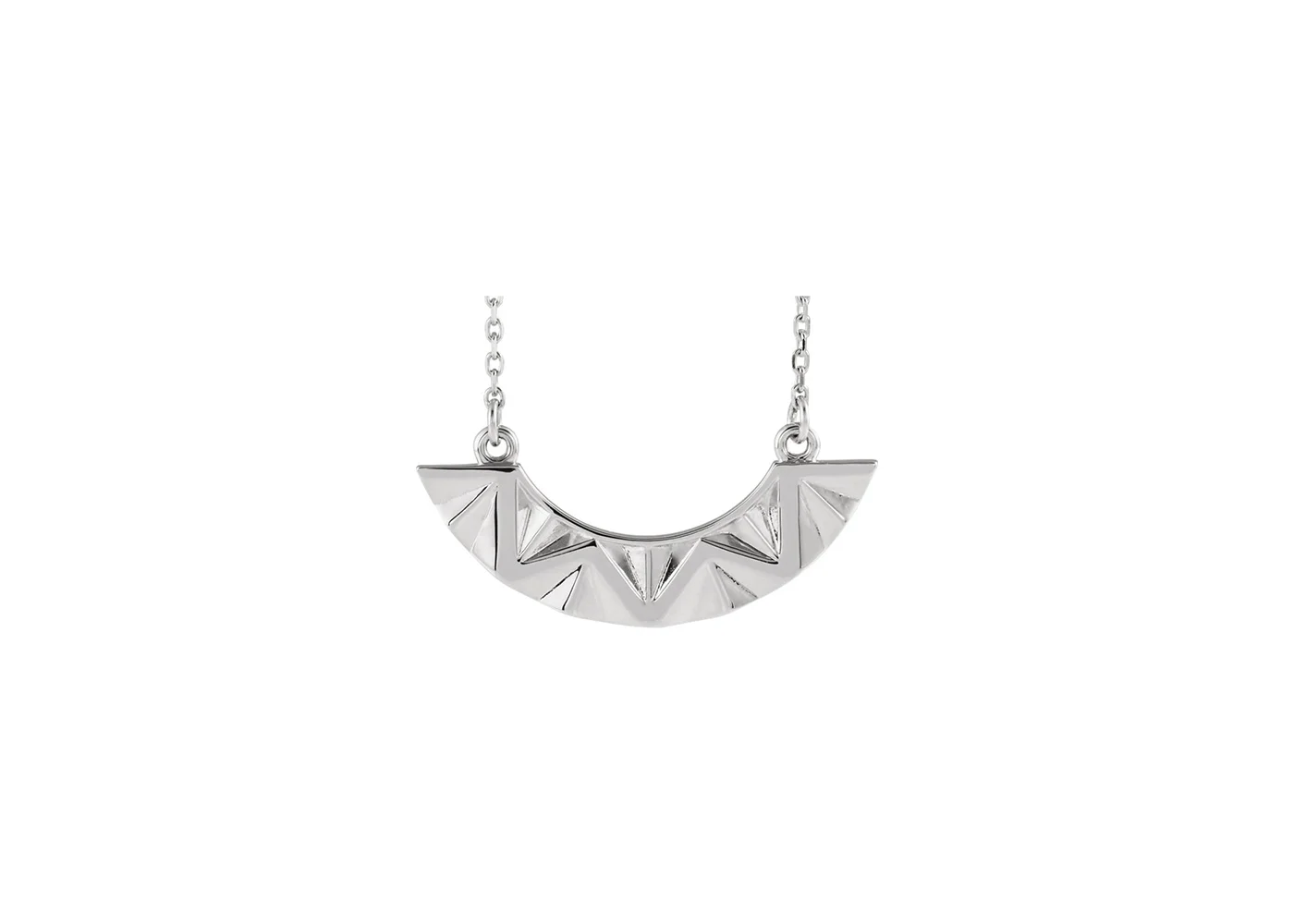 Geometric curved bar necklace, 16-18" chain