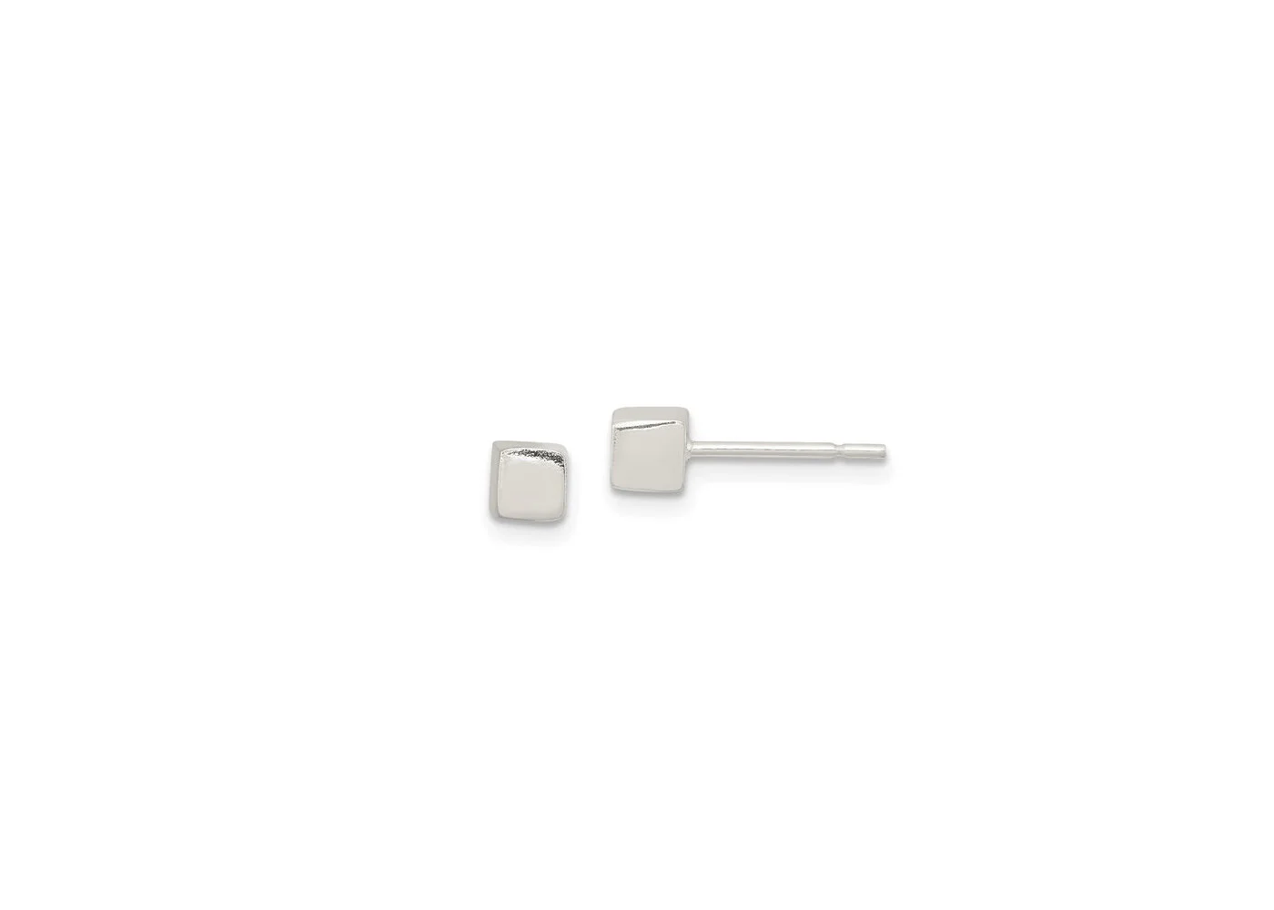 Cube stud earrings, 4mm