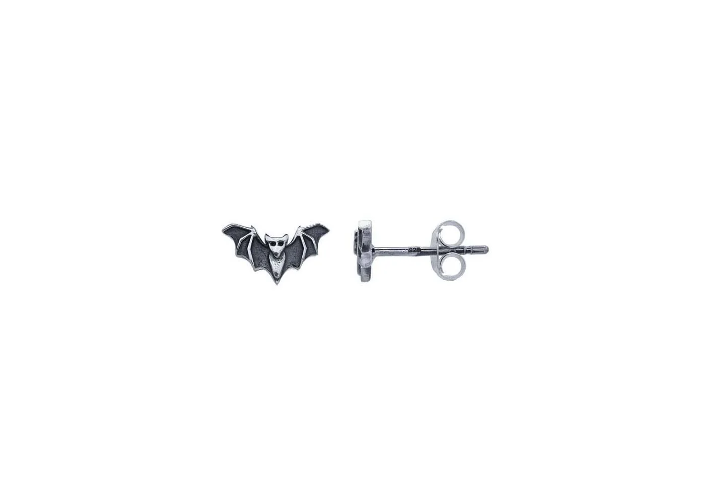 Oxidized mini bat post earrings