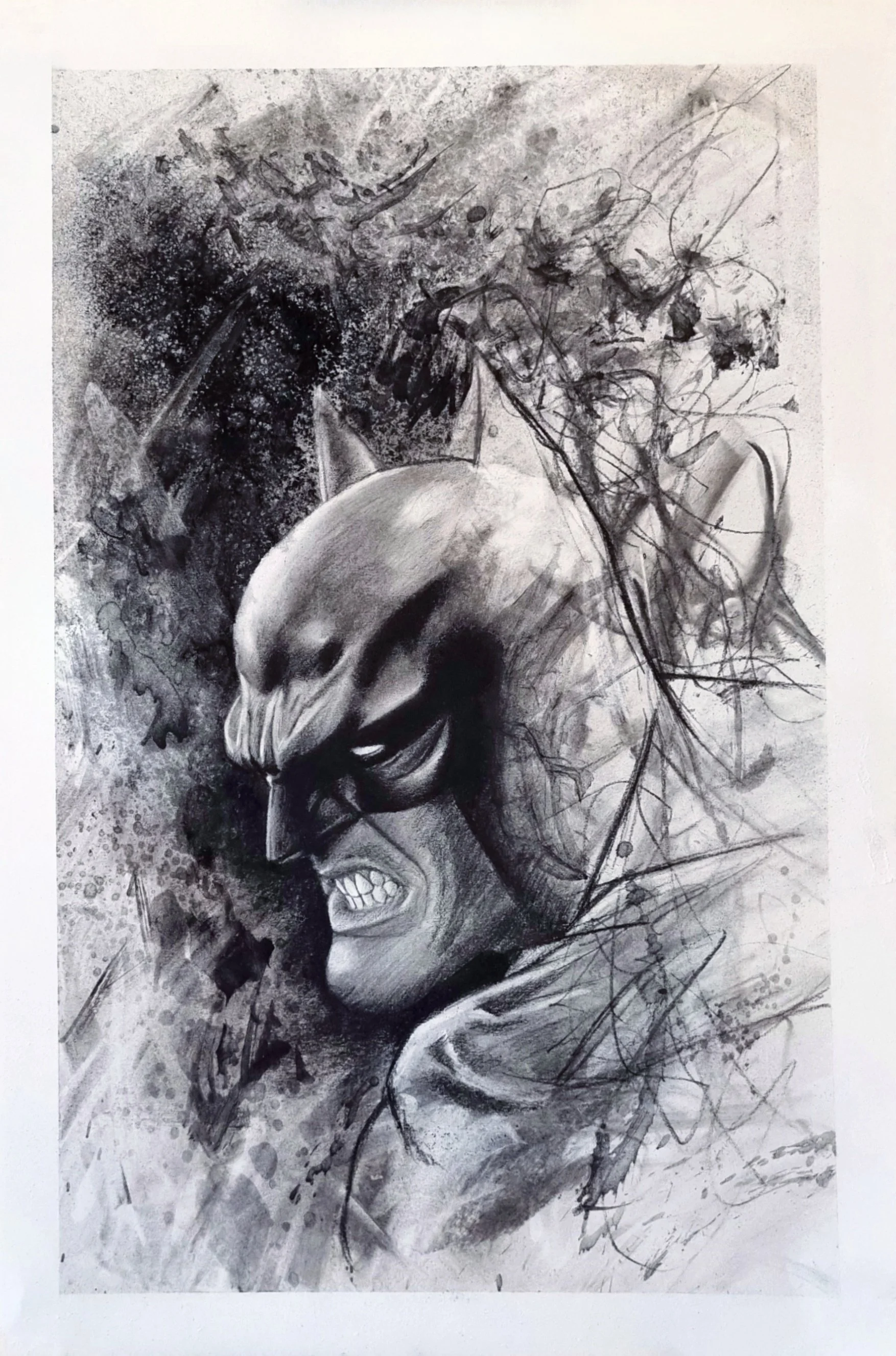 The Batman charcoal artwork on paper a3