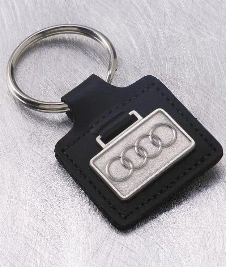 Square full grain leather fob with custom medallion 22-3156