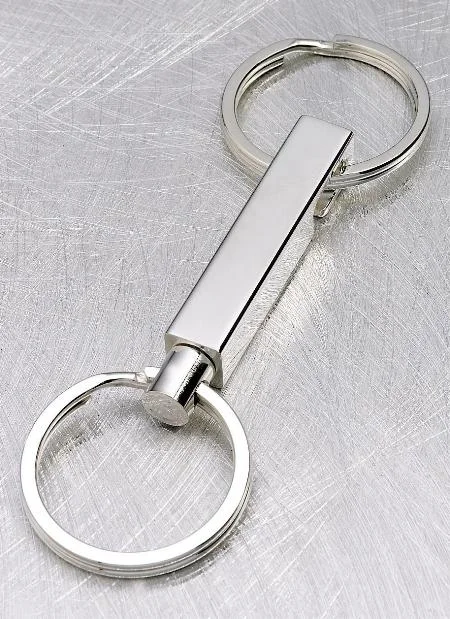 Square valet key ring in silver finish, spring loaded 22-21124