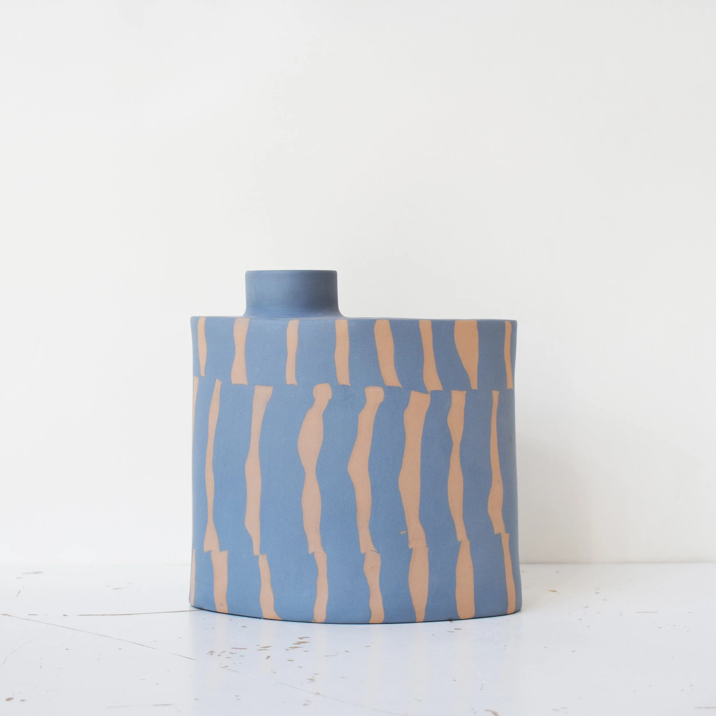 archive - blue and orange large collage vase 2