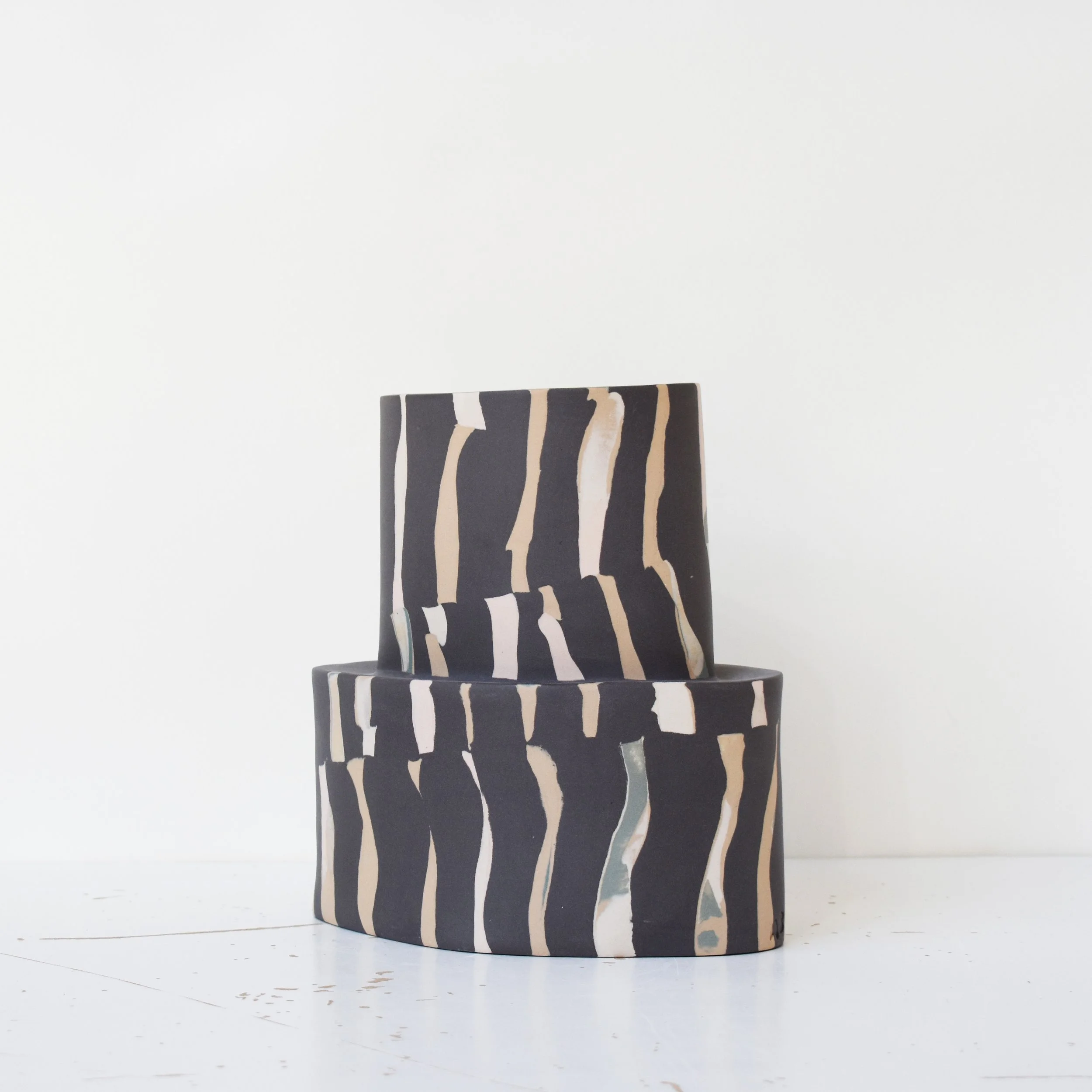 archive -  mixed stripes collage vase