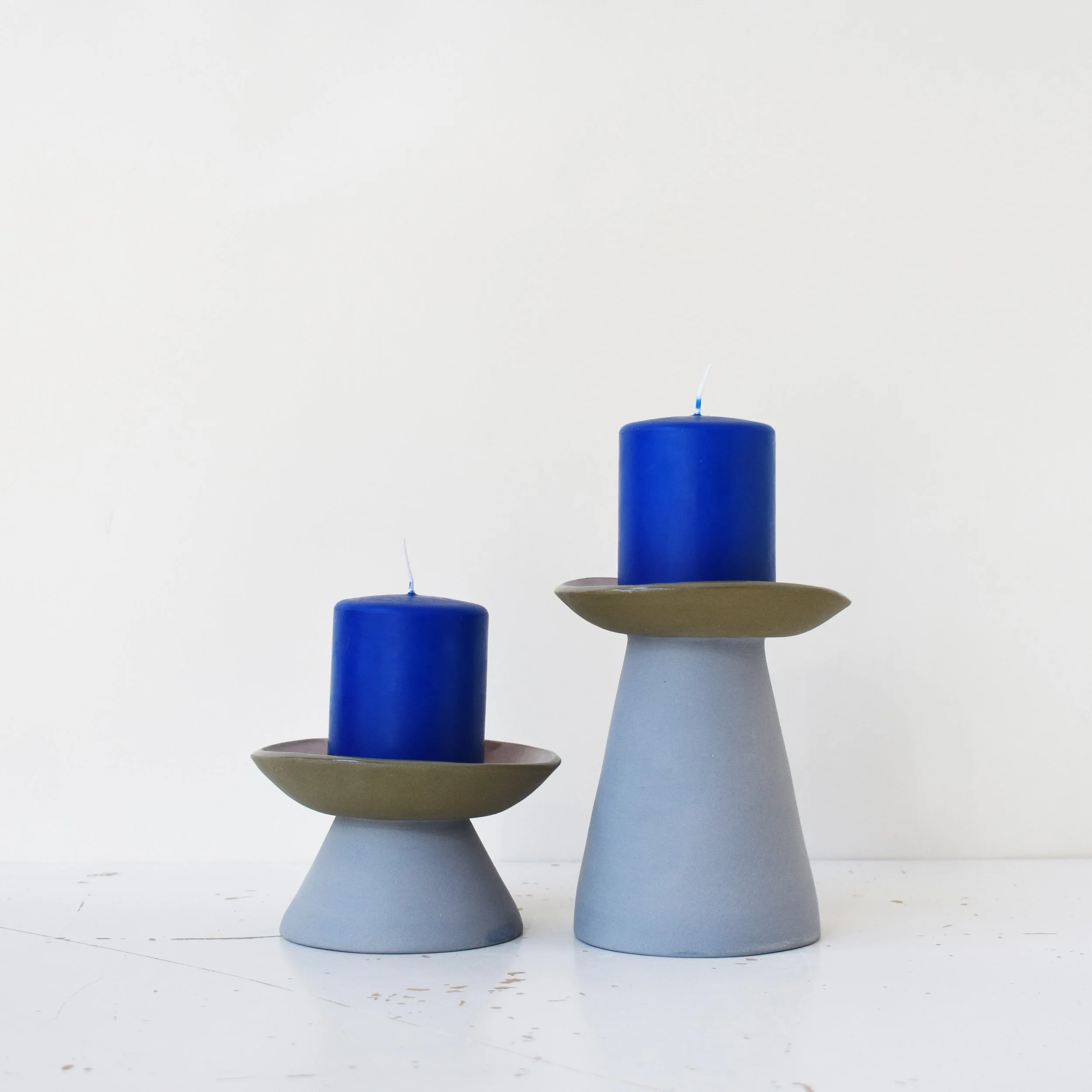 archive - blue/olive/pink candle stick set