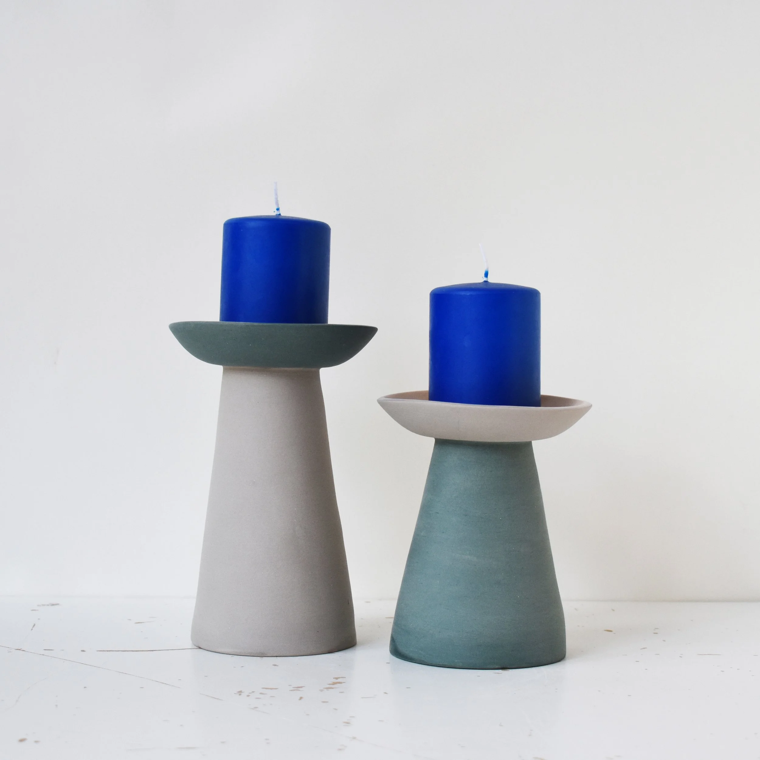 archive - grey/teal/sienna candle stick set