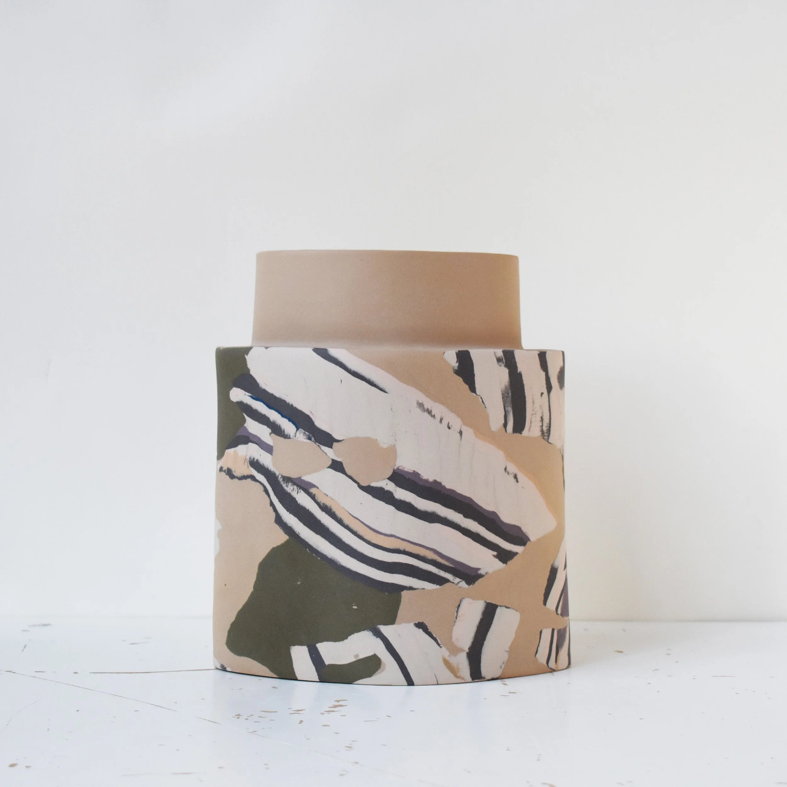 archive -  Sienna stripes collage vase