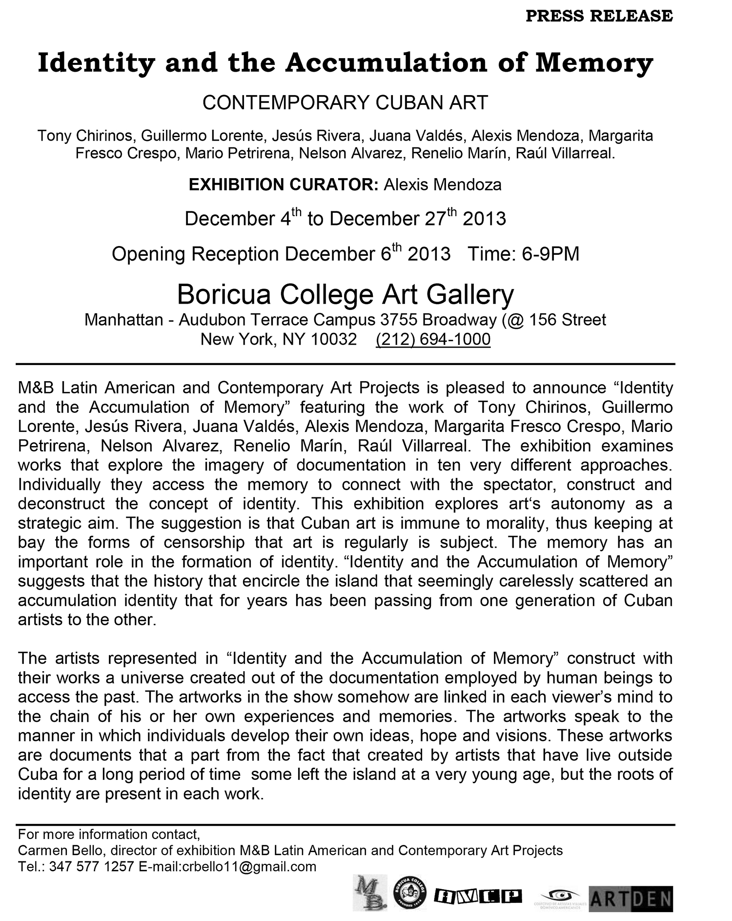 Indentity and the Accumulation of Memory, Contemporary Cuban Art Exhibition