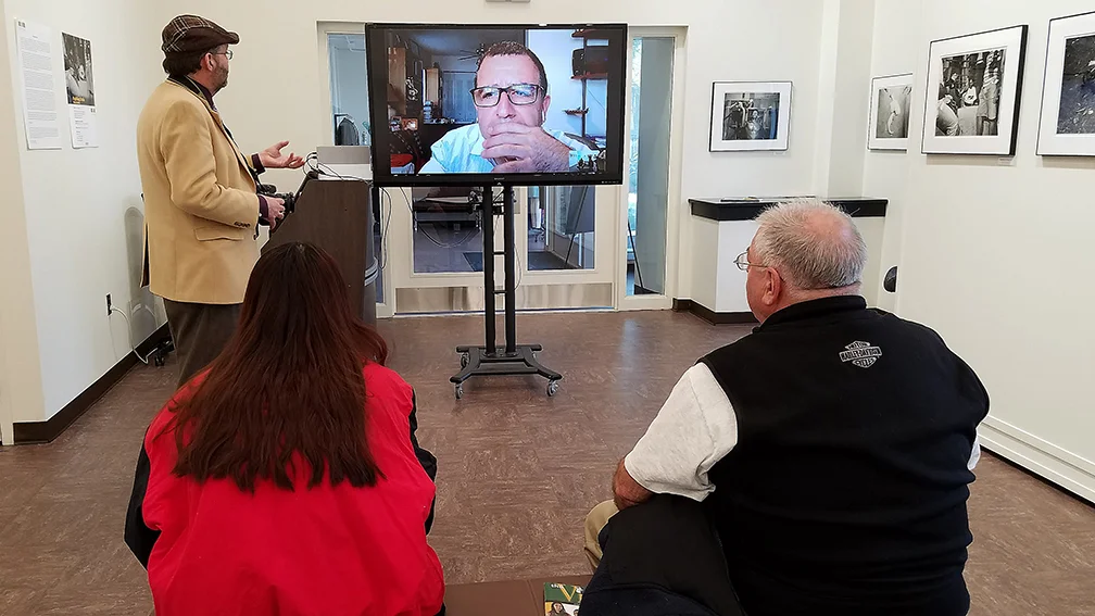 Cocks, artist reception via Skype