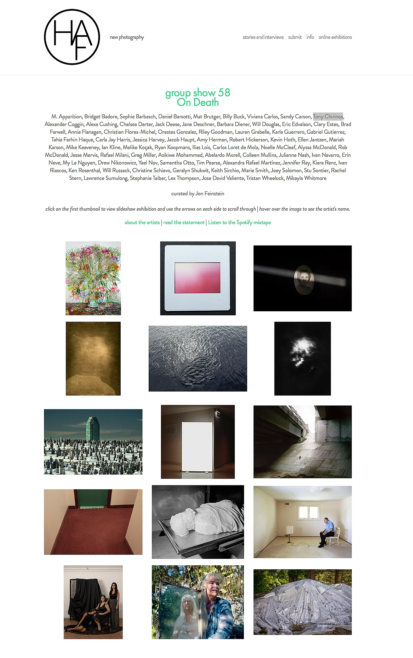 Humble Arts Foundation group show 58 on Death