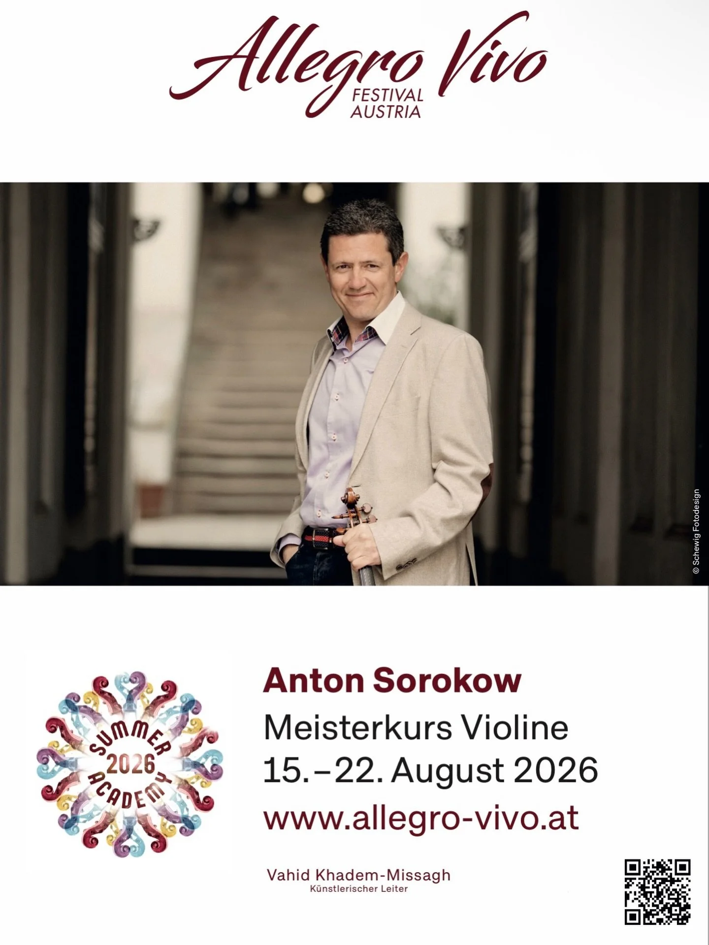 I&rsquo;m really looking forward to my masterclass at the Allegro Vivo Festival in Horn 🎻✨
Registration for the course is already open online 🎶