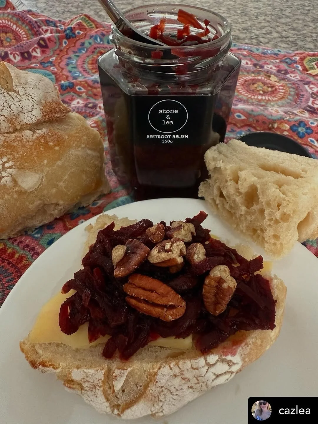 💫 Posted @withregram

Second attempt at sourdough and officially nailed it 🙌 fresh out of the oven, paired with Colby and Stone &amp; Lea beetroot relish. No butter, no worries. Chef&rsquo;s kiss. 👩&zwj;🍳✨
#sourdoughera

&bull; cazlea