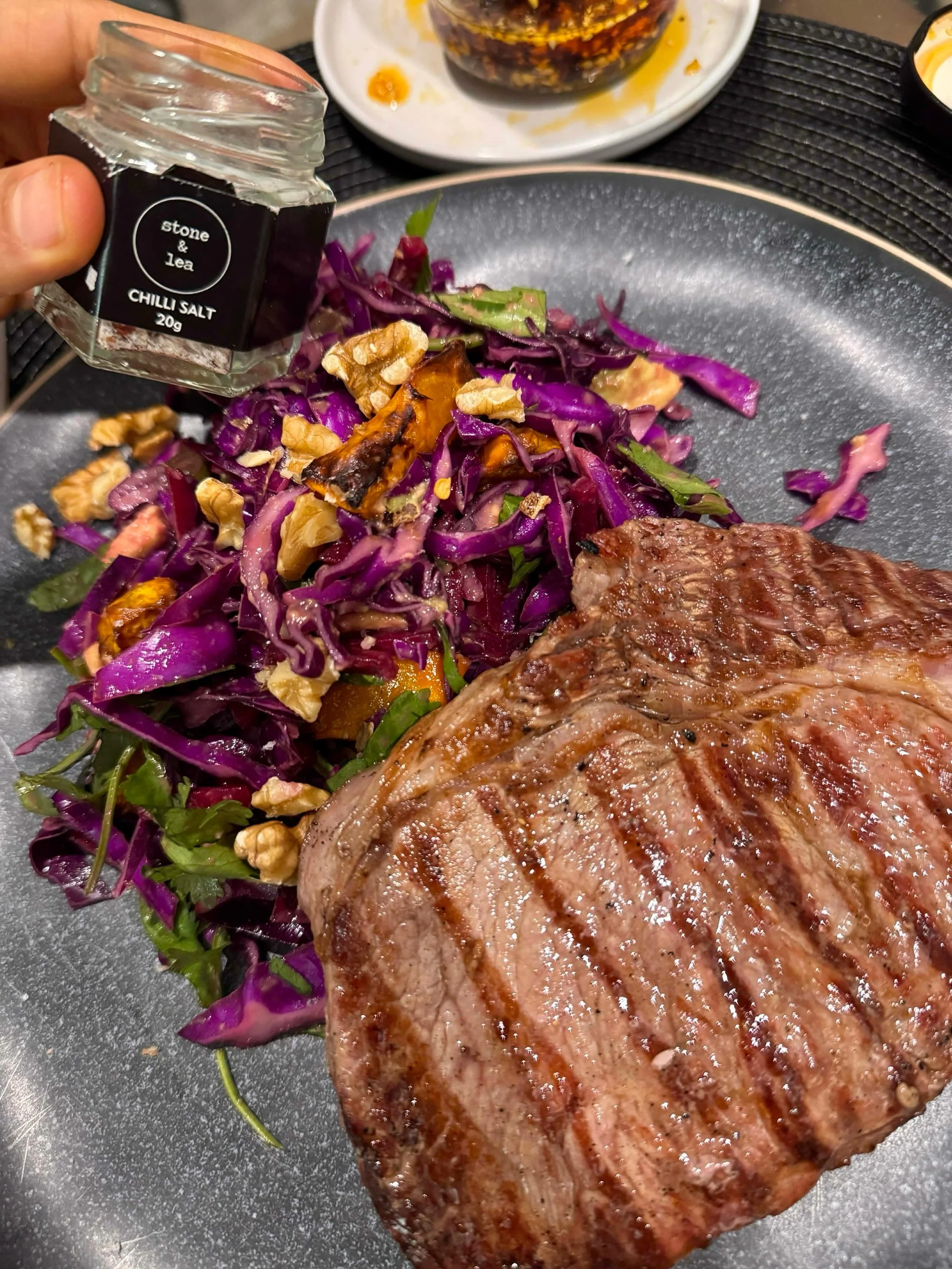 Steak &amp; salad seasoned with a little kick 🌶️ 

SHOP: http://bit.ly/StoneandLea-ChilliSalt