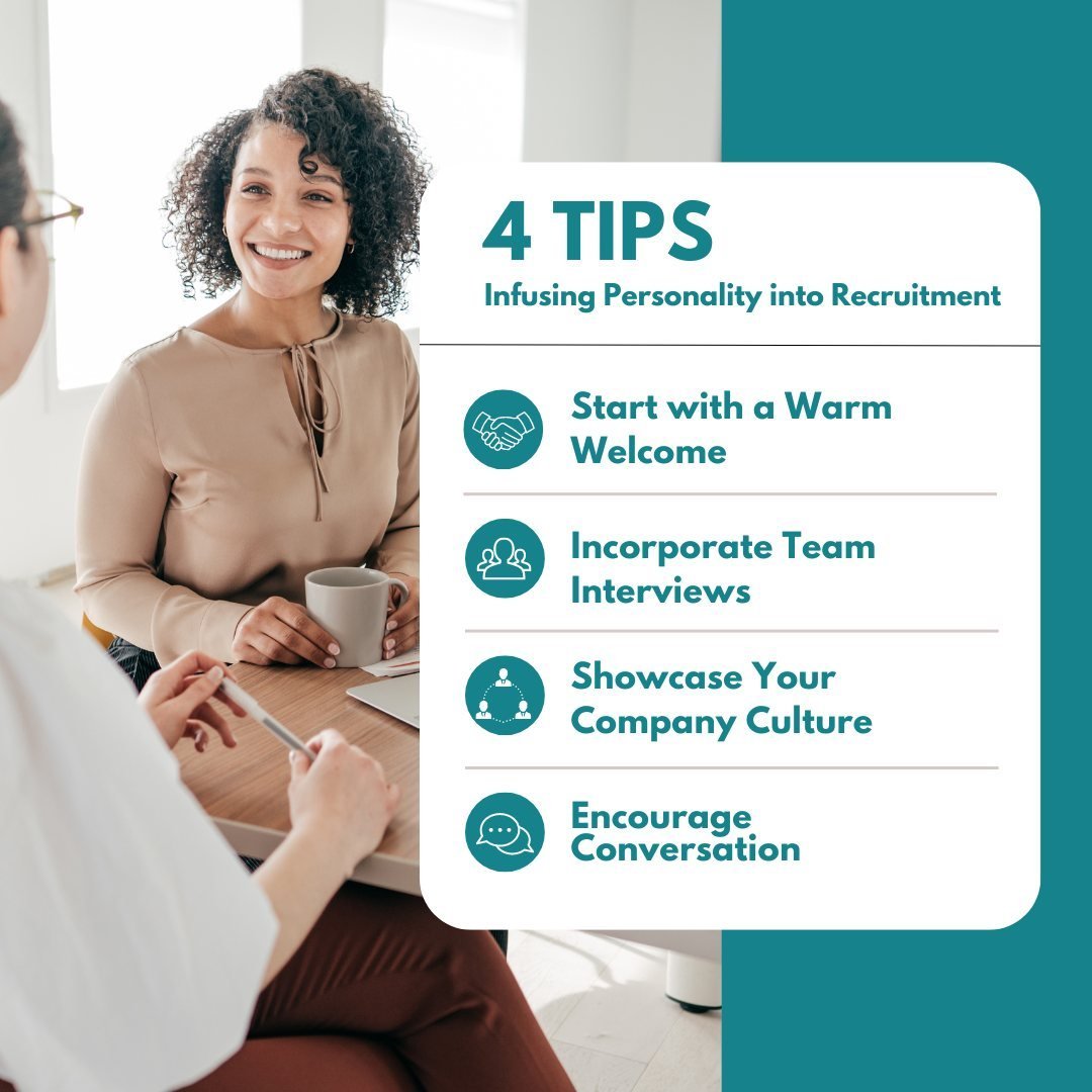 Are your hiring processes feeling a bit robotic? It might be time to infuse some personality into your recruitment strategies! Here are some tips for adding a bit of personality into your hiring process:⁠
⁠
🤗 Start with a Warm Welcome: Make sure you