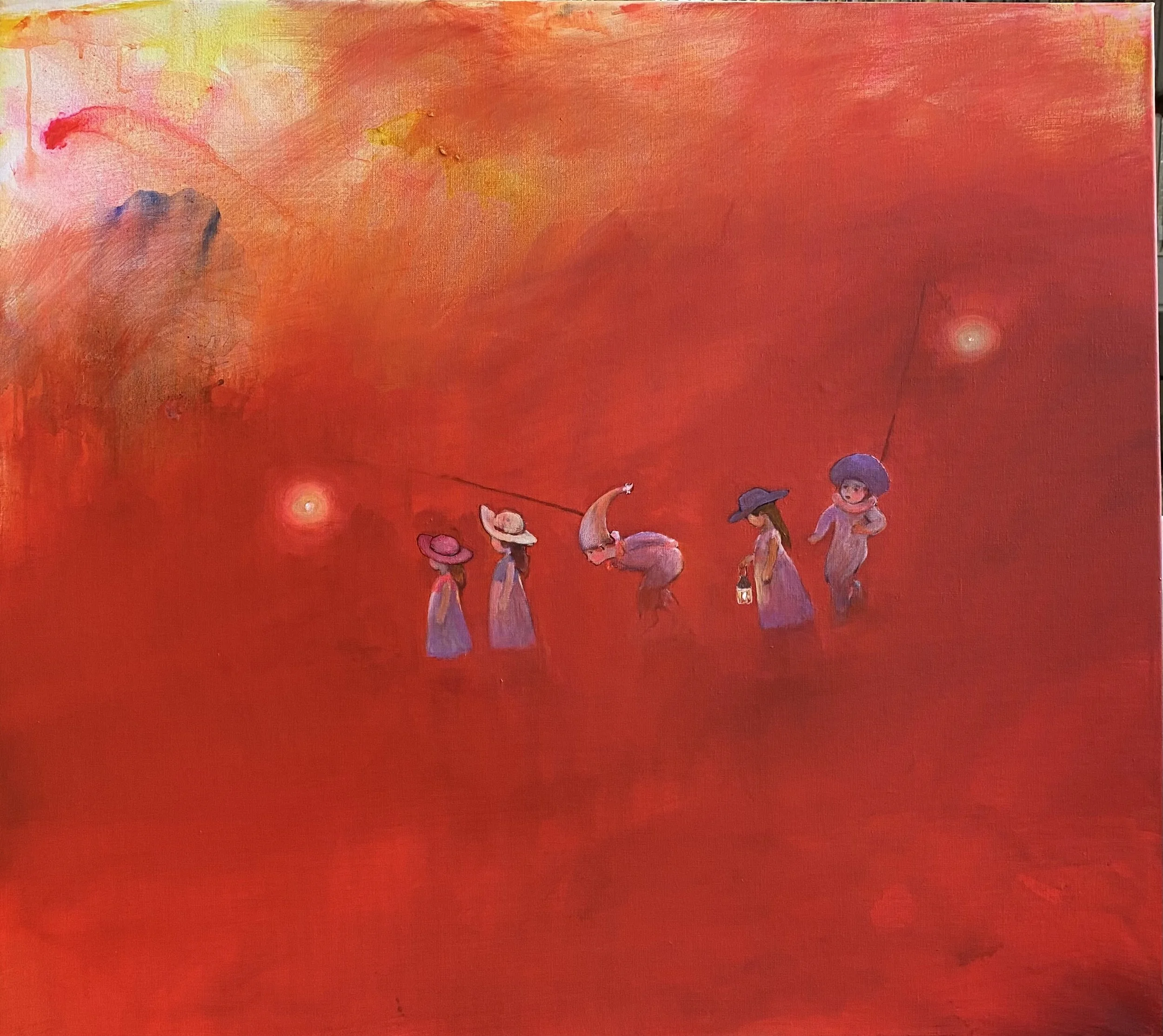 Ut på eventyr. Olje på lerret. 100x90cm. Kr 29 000