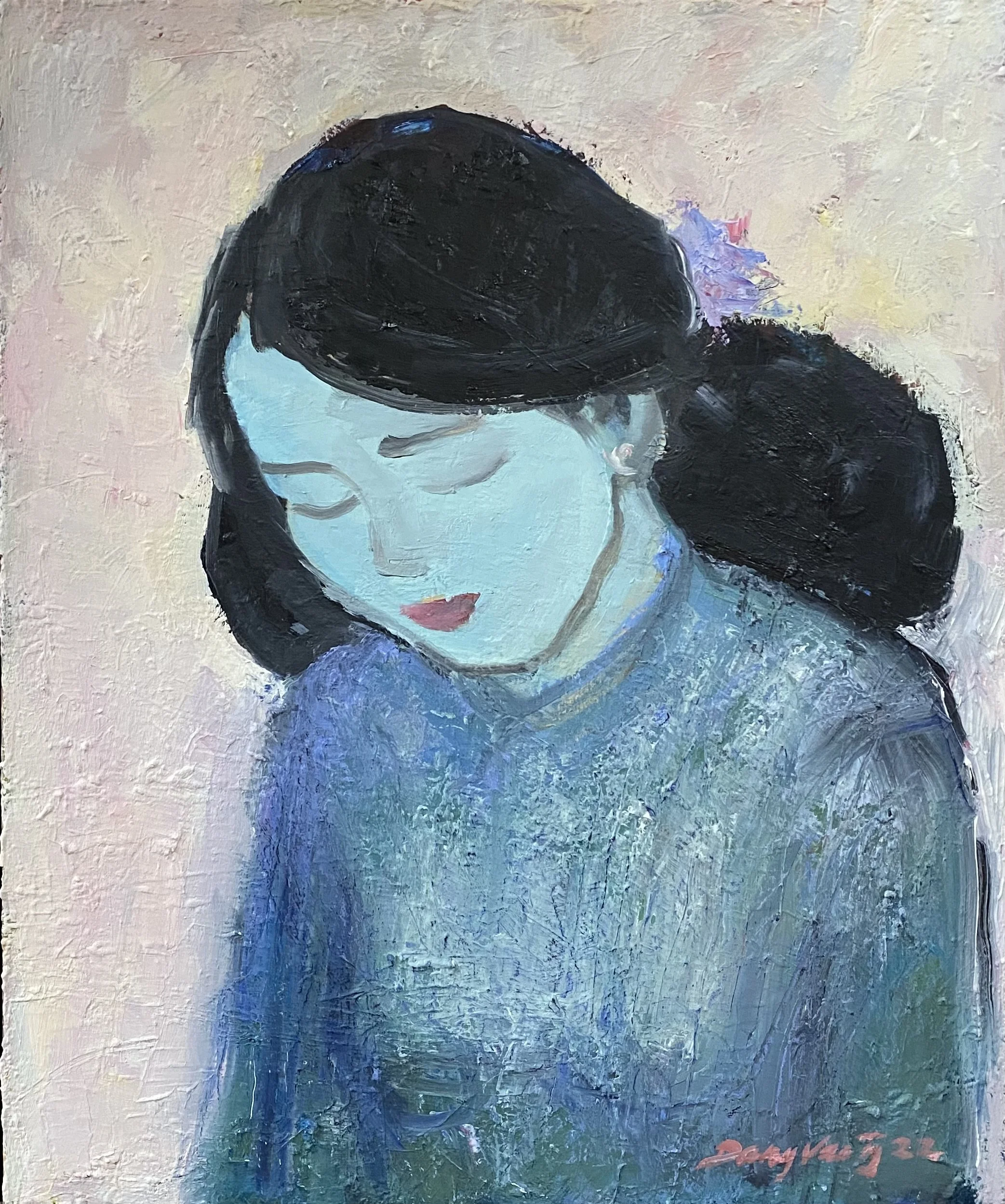 Første møte.. Olje på lerret. 38x45cm. Kr 14 000
