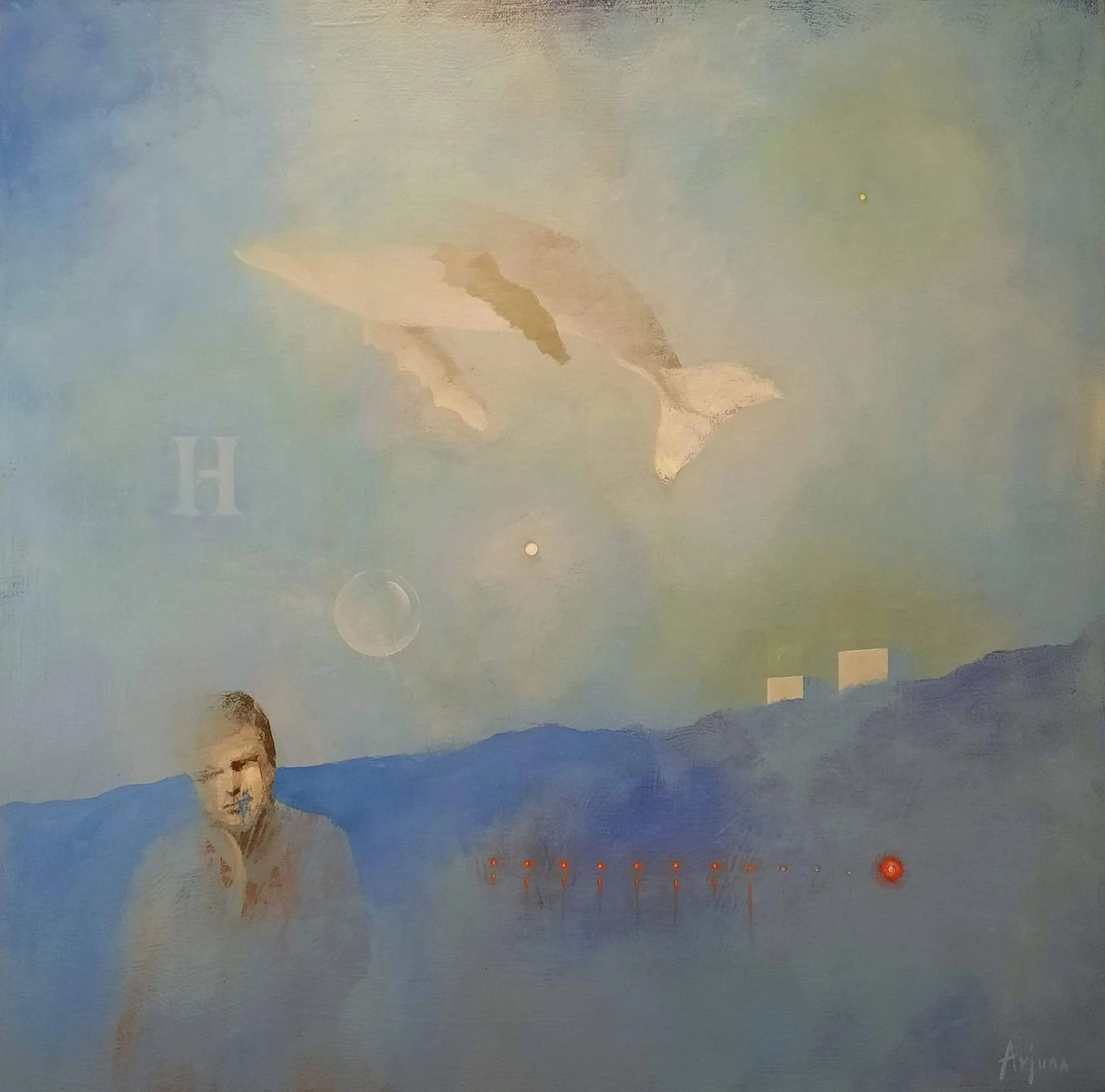 Ascending whale. 60x60cm. Kr 12600