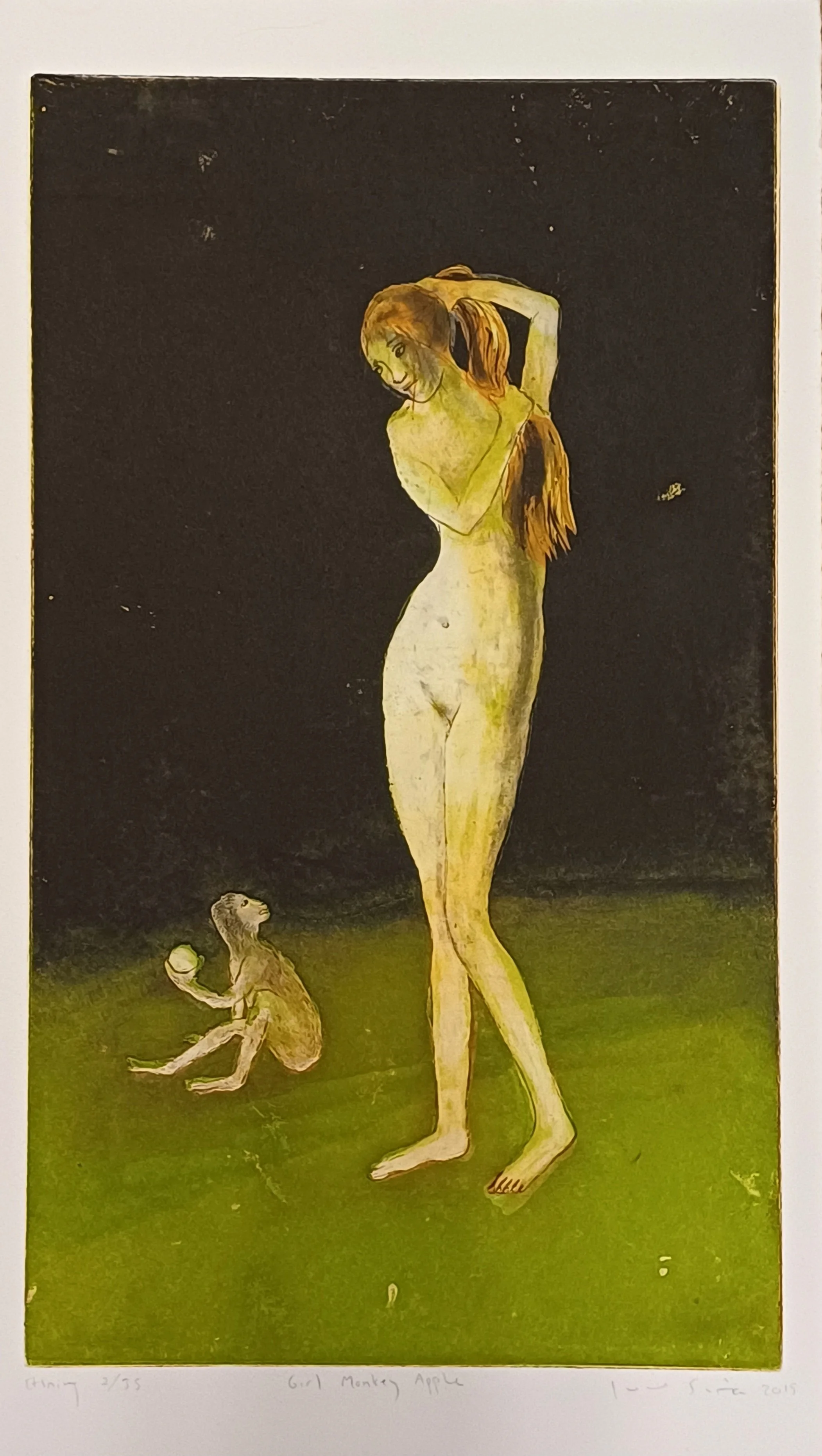 Girl - Monkey - Apple