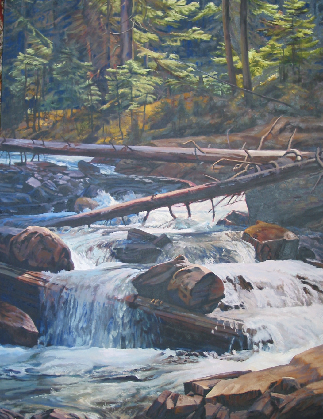  Waterfall South of Jasper Alberta, 48 x 36, oil 