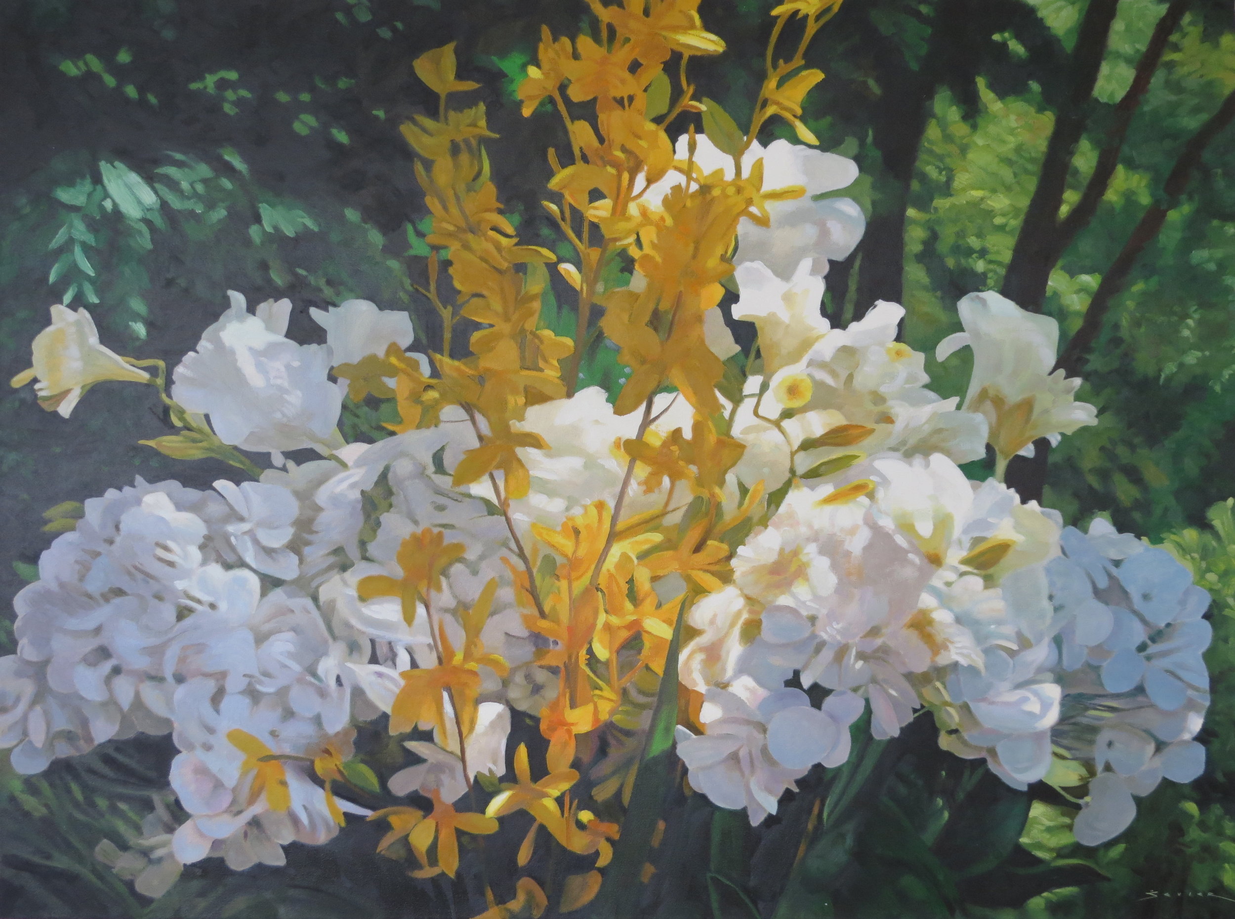  Flower Study in White, Yellow &amp; Green,  36 x 48, oil 