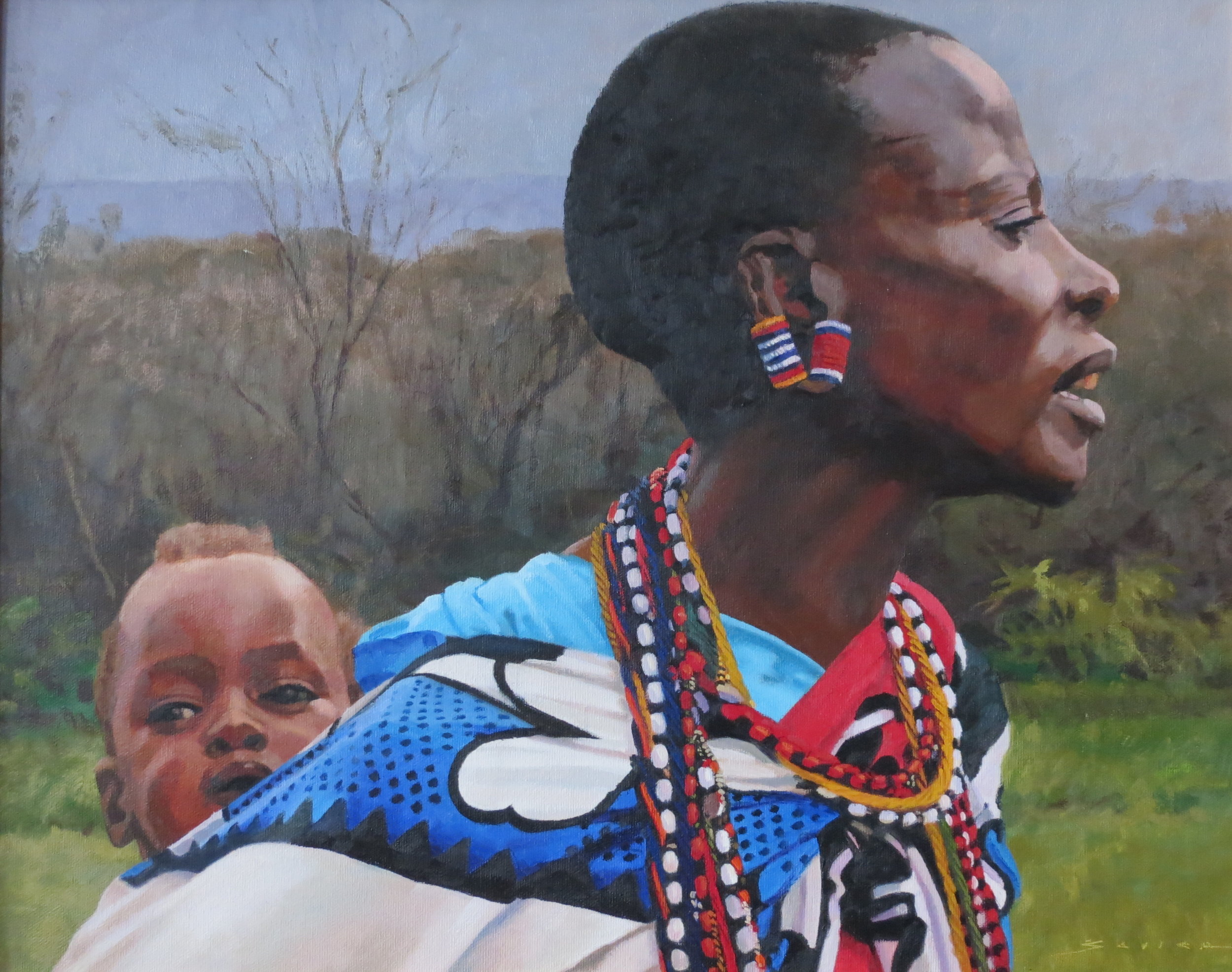  Masai Mother &amp; Child, 16 x 20, oil 