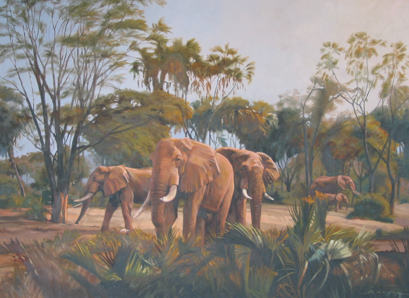  Elephants/Masai Mara Kenya, 22 x 30, oil 