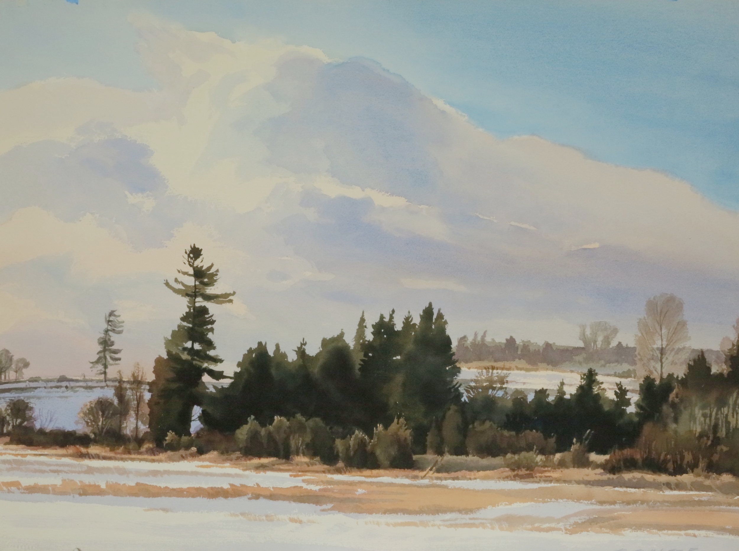  Sunny Winter Day 22 x 30 watercolour 