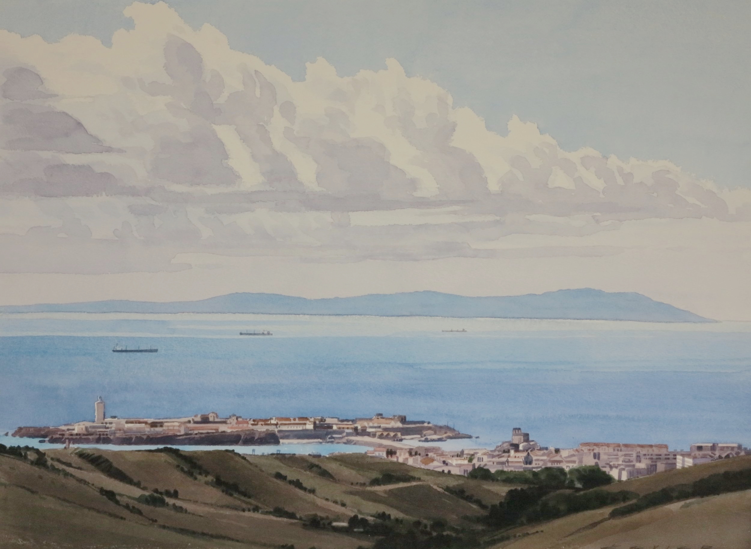  Tarifa, Spain Looking South to Africa 22x x30 watercolour 